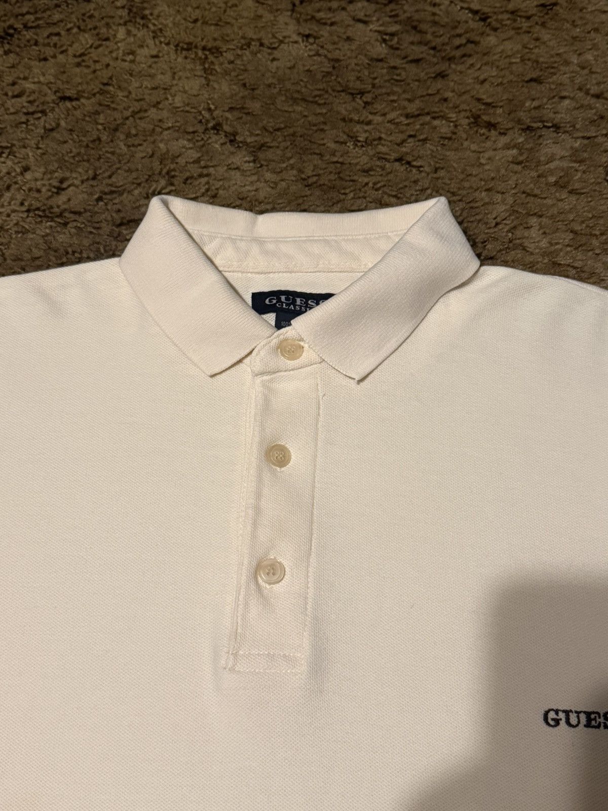 Guess Vintage Guess Small Logo Long Sleeve Polo Cream Large Size US L / EU 52-54 / 3 - 5 Thumbnail