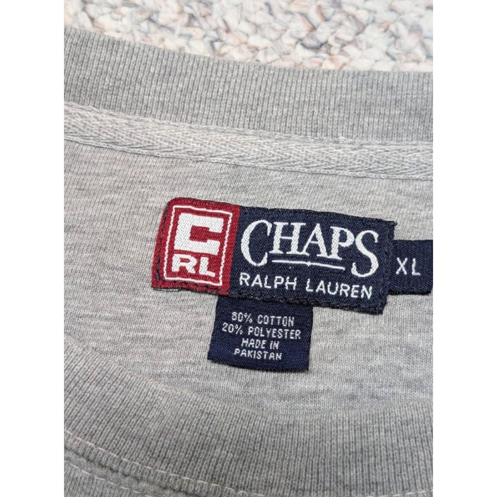 Ralph Lauren VINTAGE CHAPS RALPH LAUREN sweatshirt XL Men Gray Crew Neck Pullover Cotton Blend 1990s FLAG Y2K Size US XL / EU 56 / 4 - 4 Thumbnail