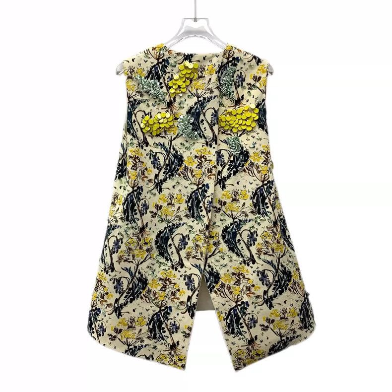 Dior Dior Yellow sequin decorated printed wool round-neck sleeve Size XS / US 0-2 / IT 36-38 - 2 Thumbnail