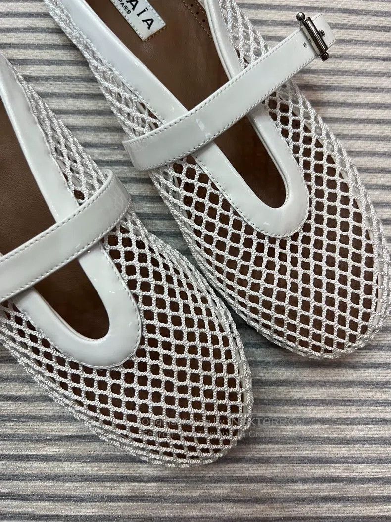 Alaia Alaia White Net Women's Dance Flat Shoes Size US 6.5 / IT 36.5 - 2 Thumbnail