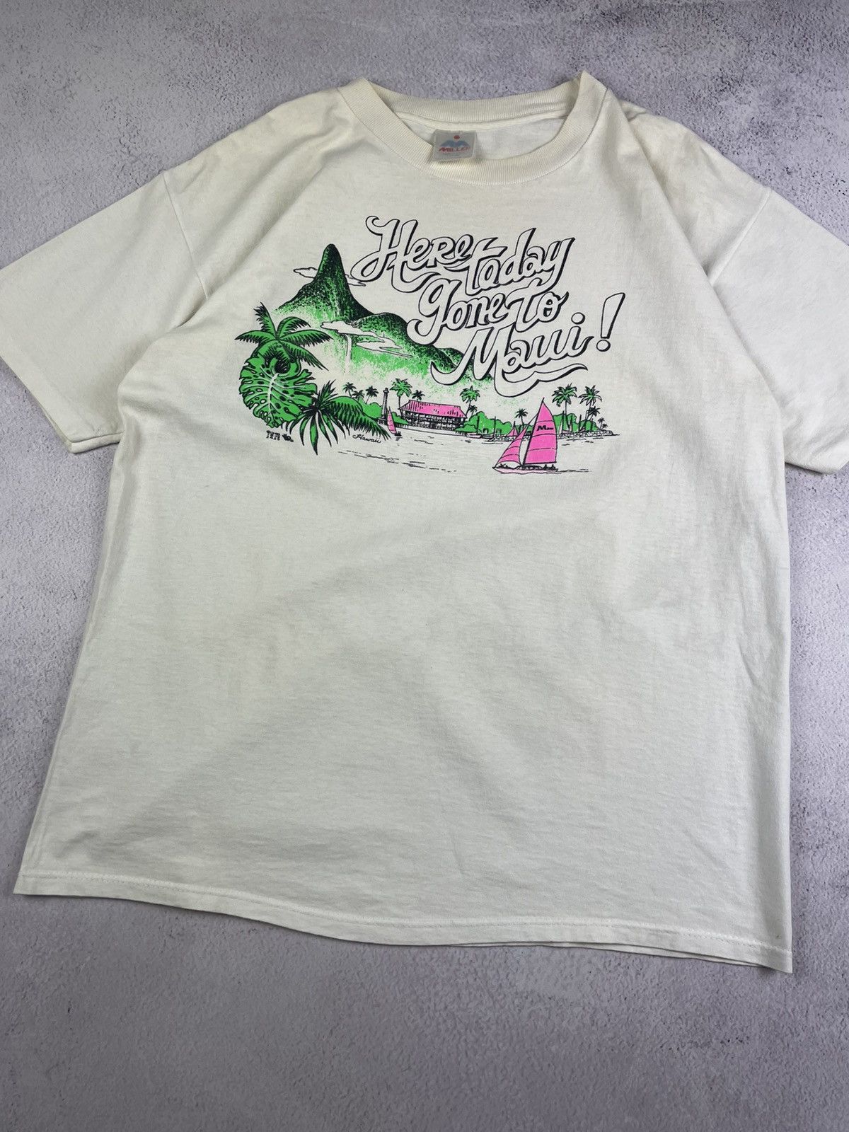 Vintage Vintage 70 80s Here Today Gone To Maui Hawaii T-shirts sz L Size US L / EU 52-54 / 3 - 3 Thumbnail