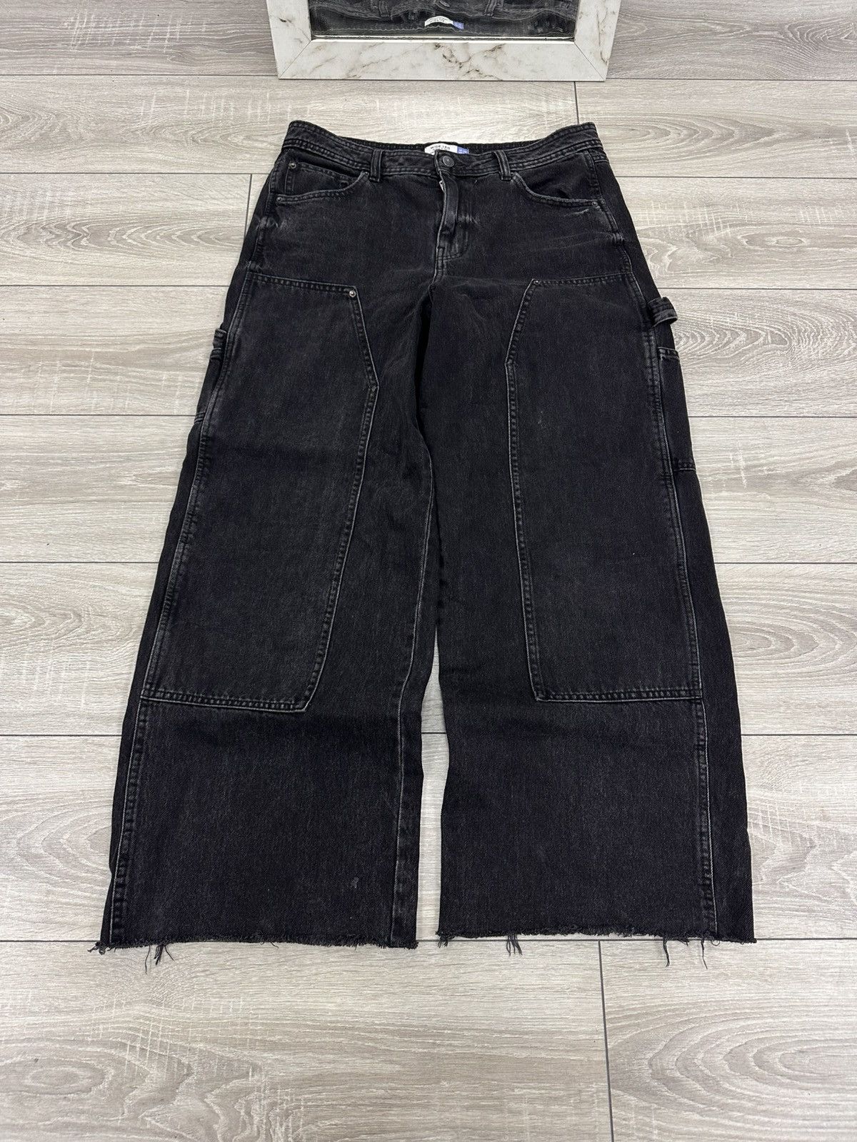 Japanese Brand Baggy Wide Leg Y2K Black Carpenter Jeans Size US 32 / EU 48 - 1 Thumbnail