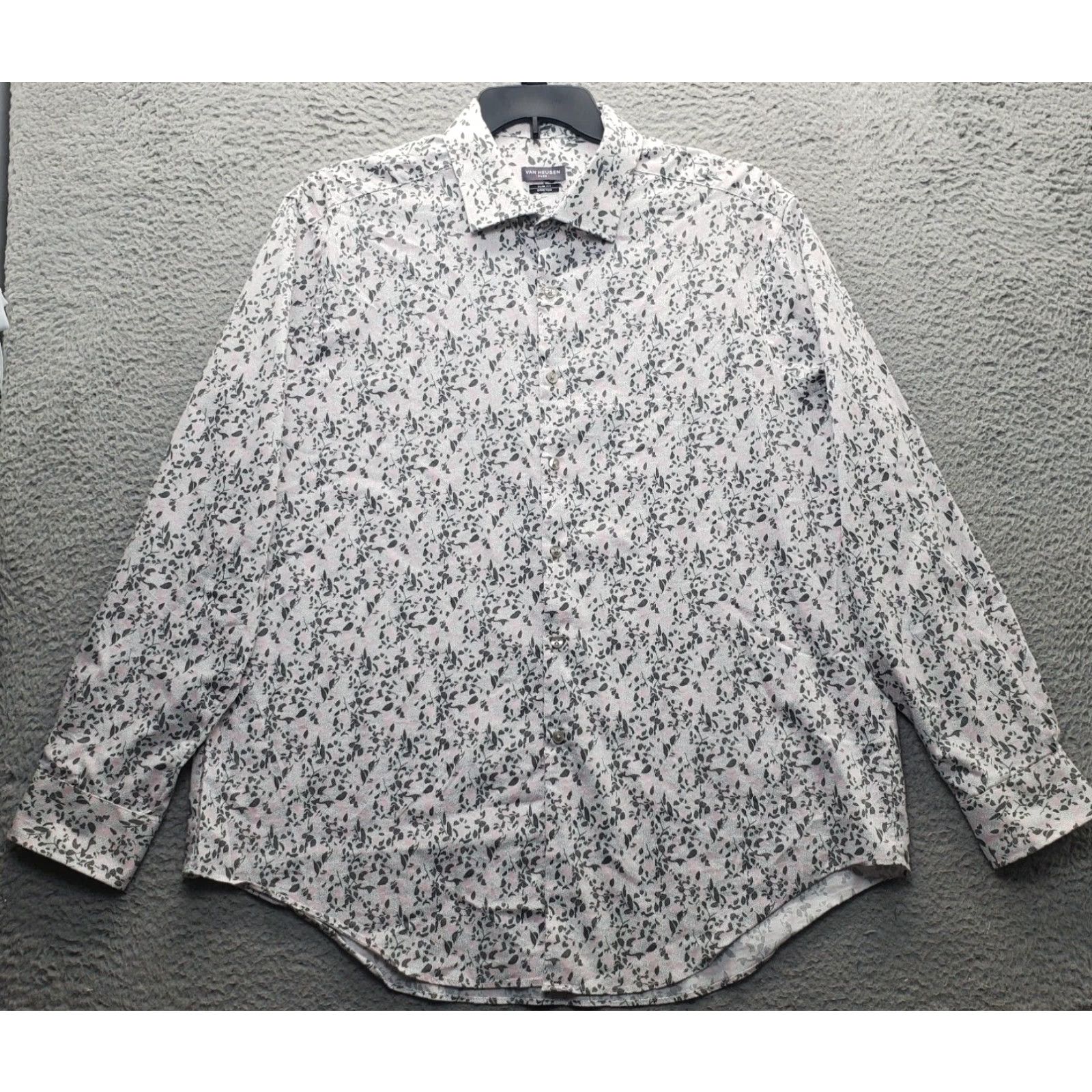 Van Heusen Van Heusen Flex Dress Shirt Mens Size 18 Multi Floral Slim Fit Stretch Button Up Shirt Size 48R - 2 Thumbnail