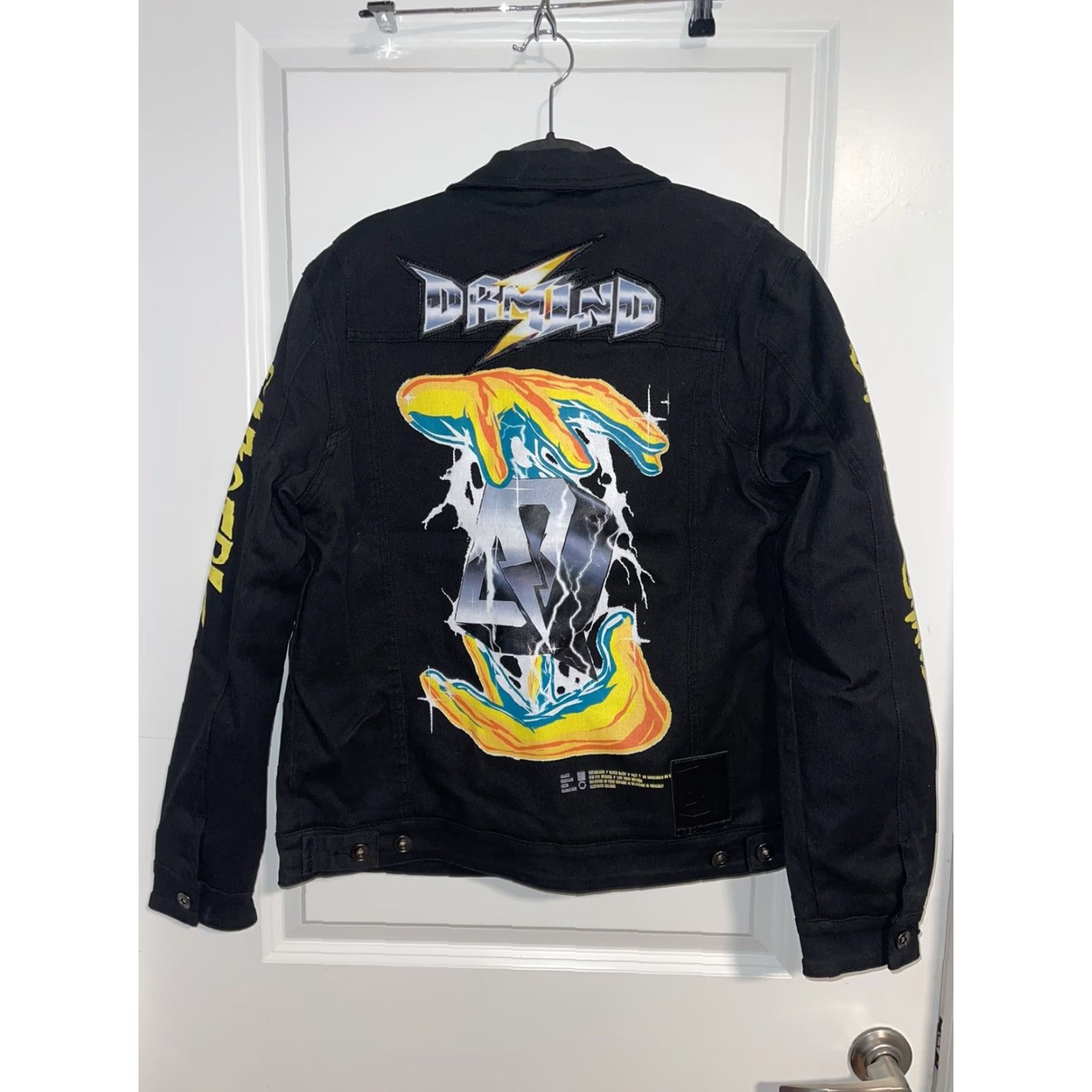 Vintage Dreamland Stormzy Denim Jacket M Unisex Adults Slim Black Cotton Denim Button Collar Insulated Lining cotton Regular Size M / US 6-8 / IT 42-44 - 3 Thumbnail