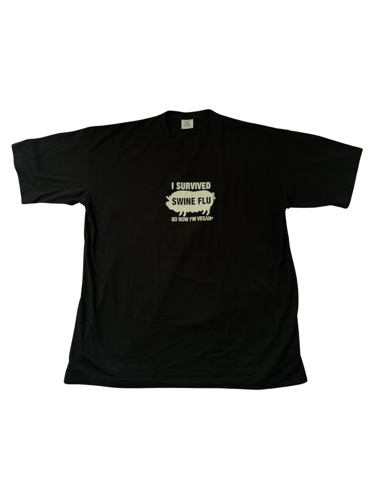 image of Vetements Aw19 Swine Flu T-Shirt Runway Version in Black, Men's (Size Medium)