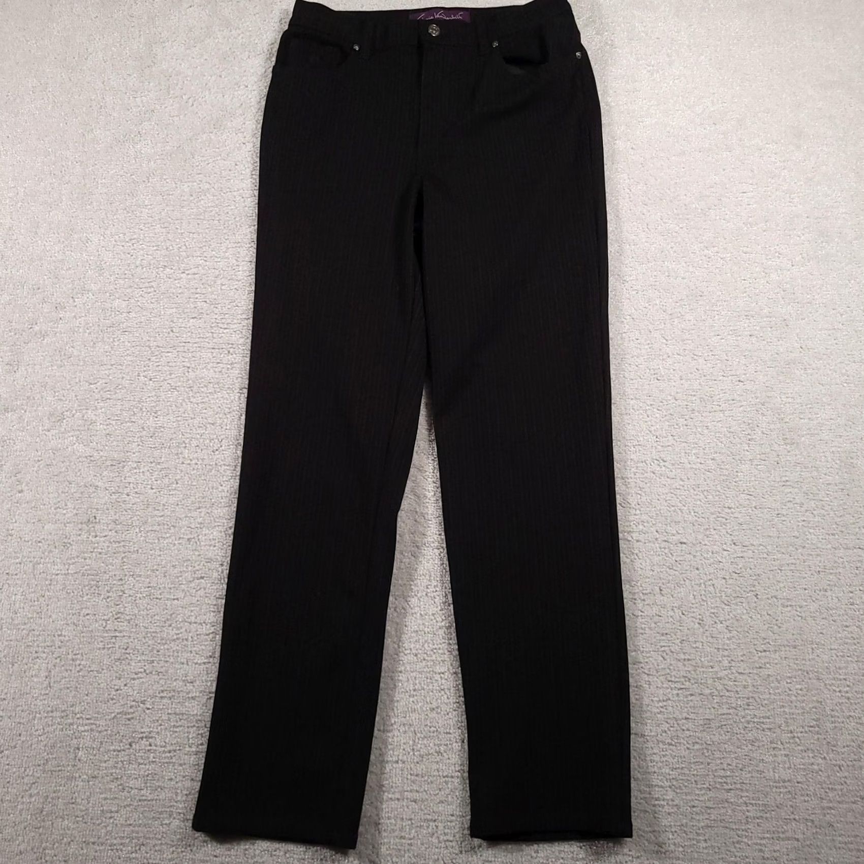 Gloria Vanderbilt Gloria Vanderbilt Pants Womens 10 Black Pinstripe Straight Leg Dress Trousers Slim Workwear Casual Size 32" / US 10 / IT 46 - 2 Thumbnail