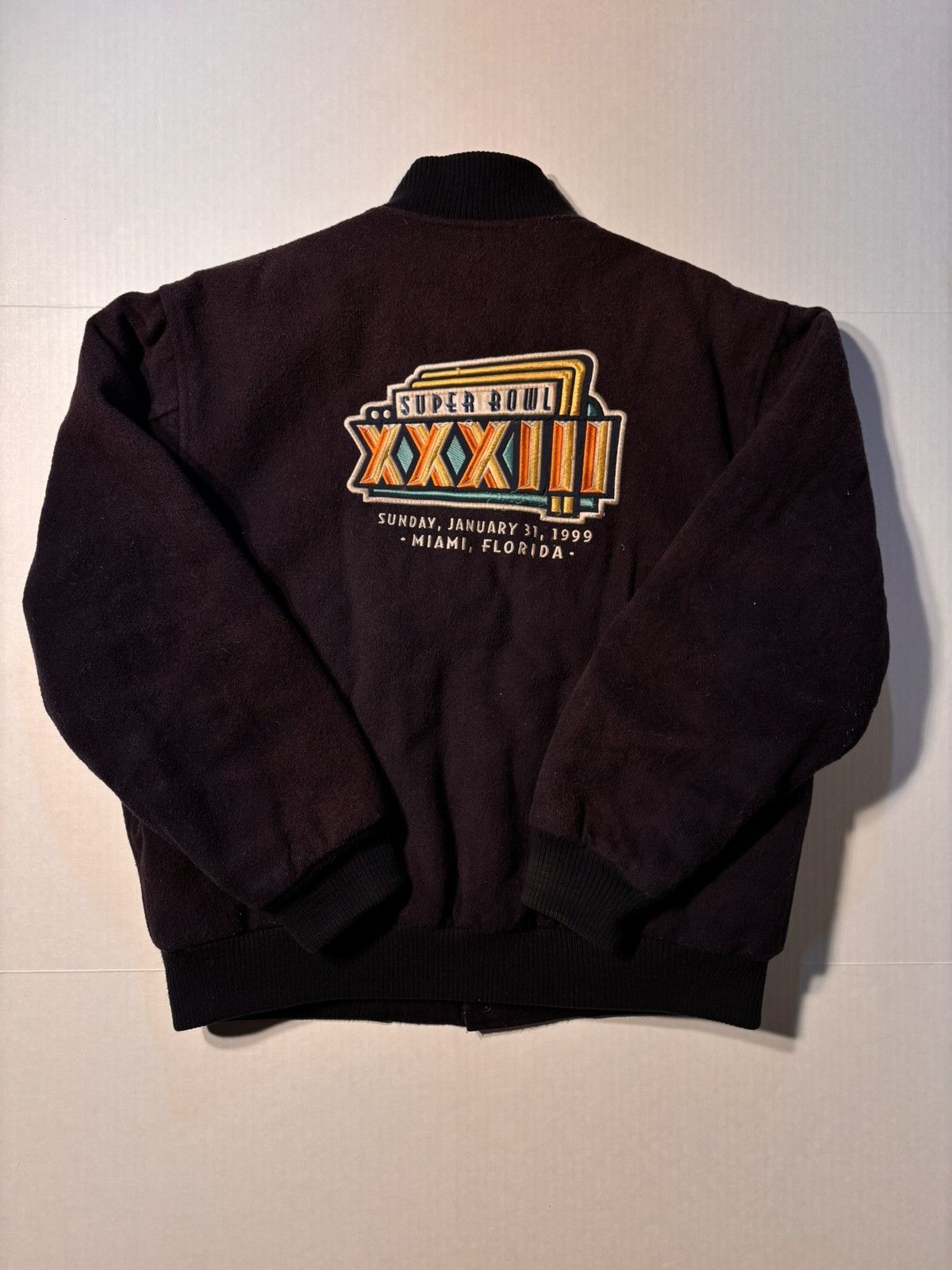 NFL Vtg Miller Light Super Bowl XXXIII Wool Varsity Letterman Size US L / EU 52-54 / 3 - 1 Thumbnail