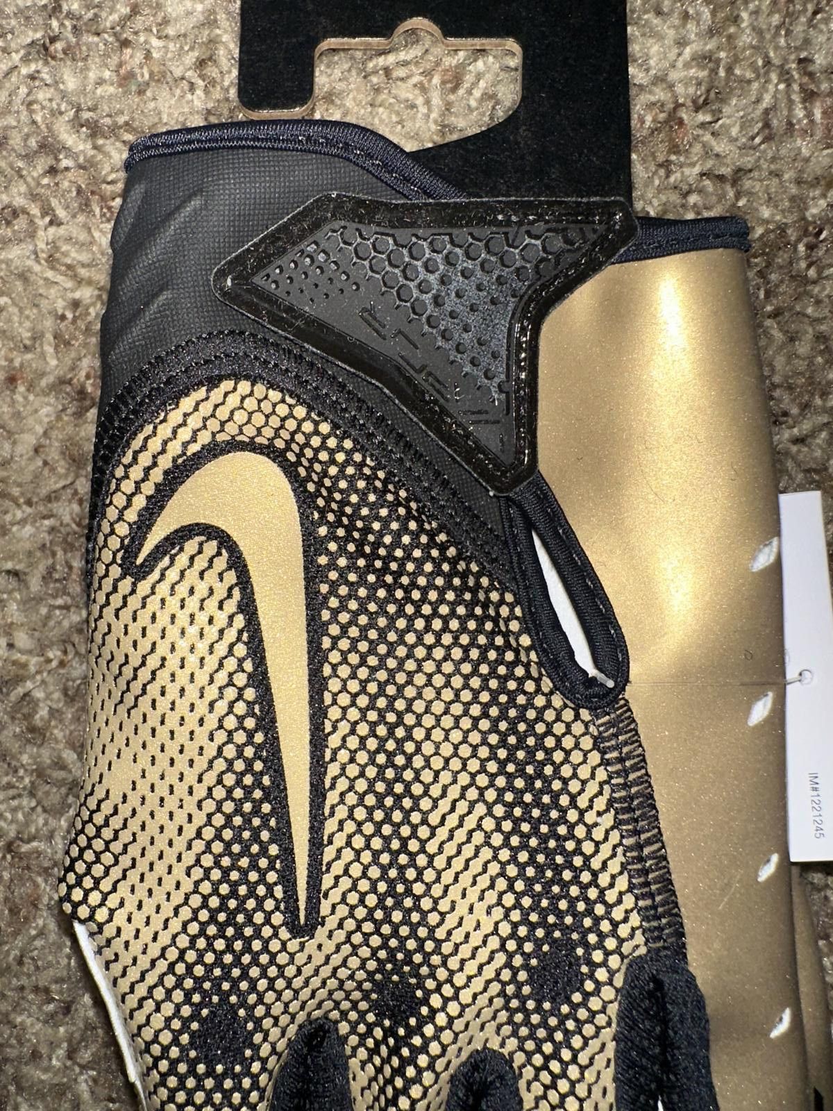Nike Nike Vapor Jet 7.0 Football Gloves Black Gold Size ONE SIZE - 2 Thumbnail