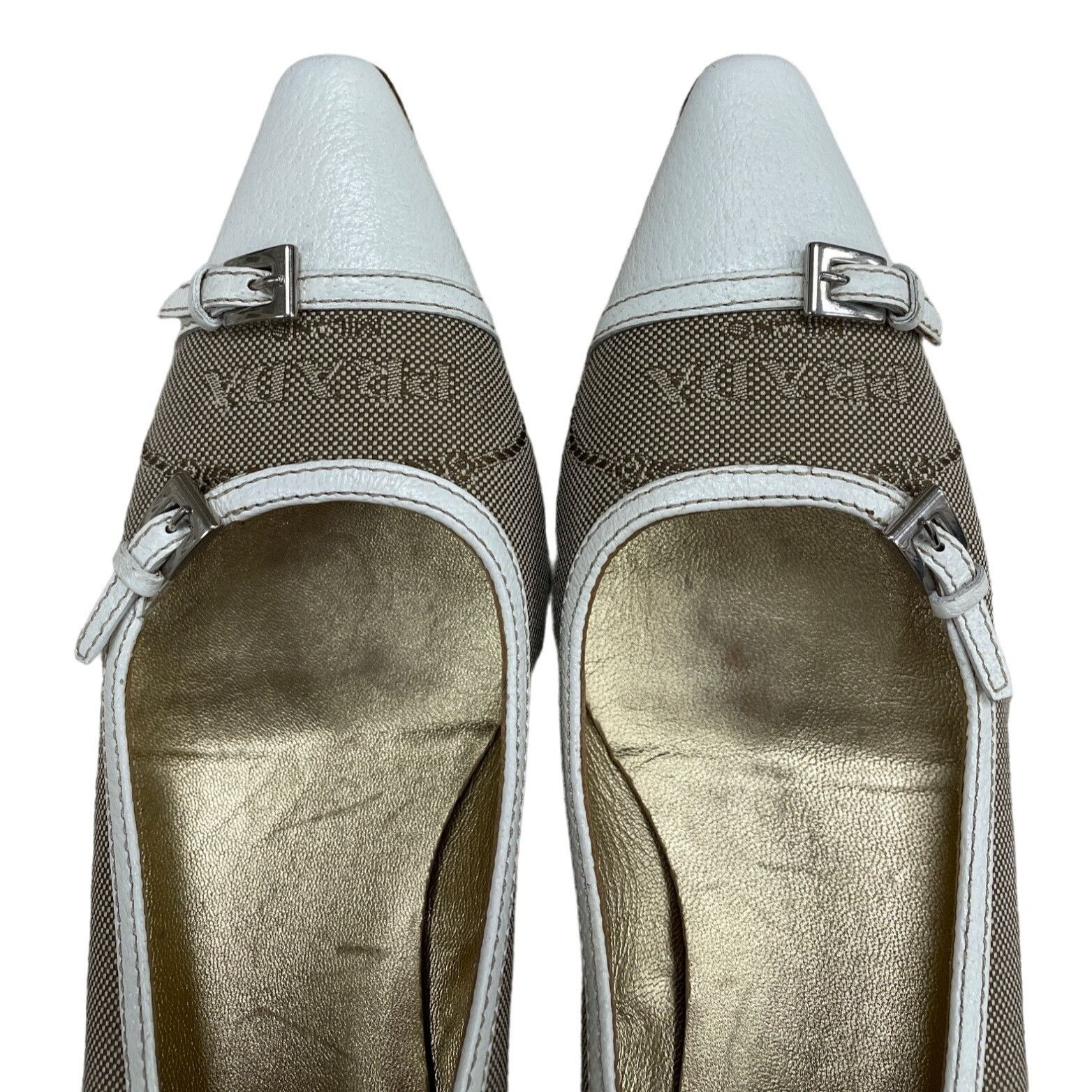 Prada Prada Vero Cuoio Vintage Womens White Brown Leather Shoes 6 Size US 6 / IT 36 - 5 Thumbnail
