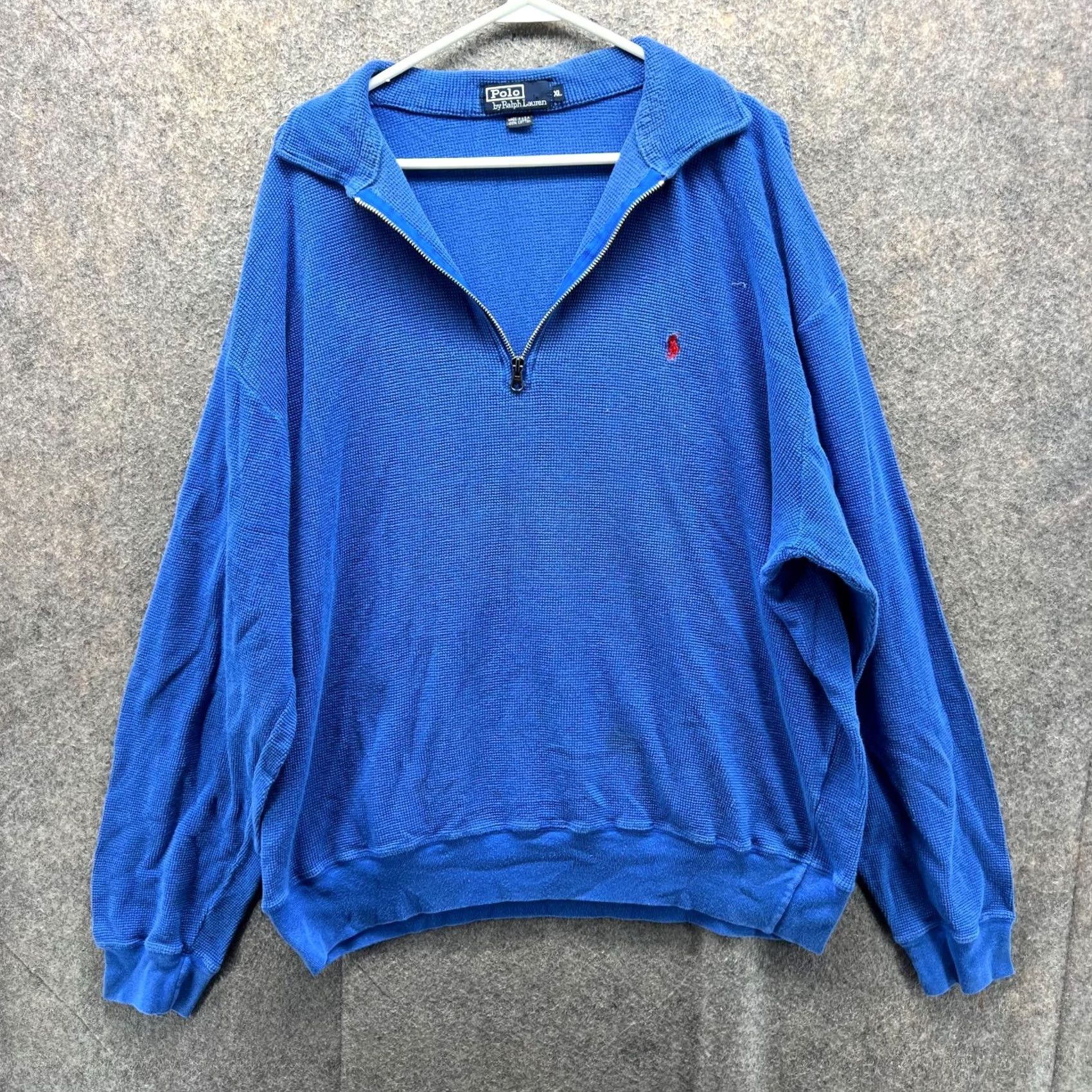 Ralph Lauren VINTAGE Ralph Lauren Sweater Mens XL Blue Quarter Zip Fleece Pullover Pony Knit Size US XL / EU 56 / 4 - 2 Thumbnail