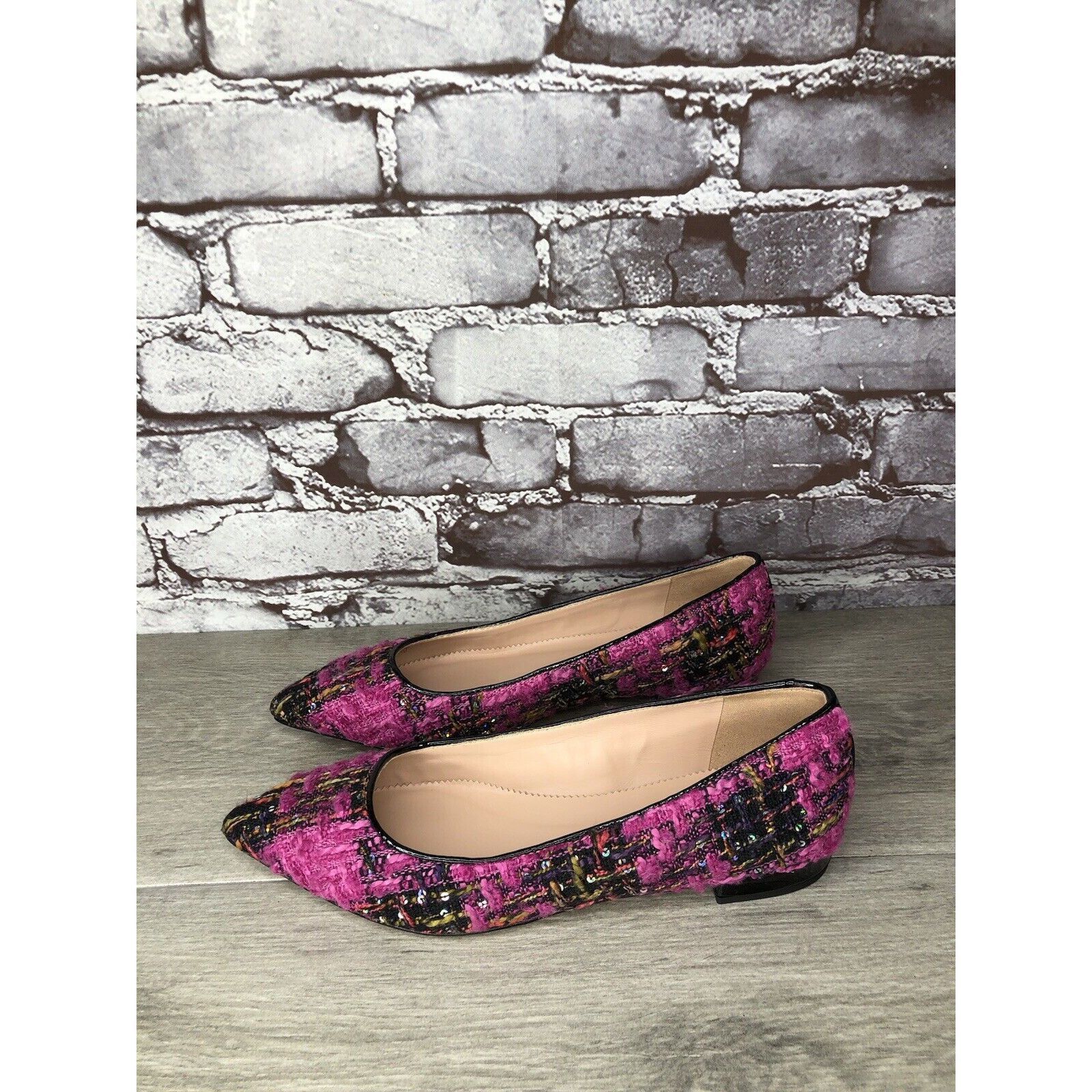 J.Crew J. Crew K2904 Pink Fresh Berry Tweed Pointed Toe Flats Women Size US 7 / IT 37 - 18 Thumbnail