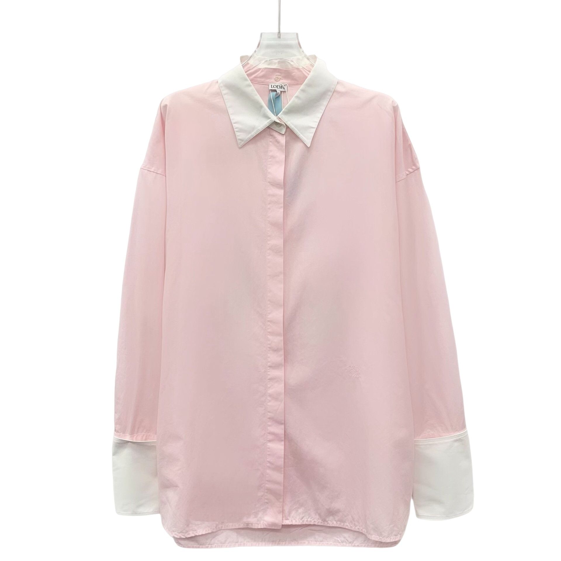Loewe Loewe Pink Contrast Collar Embroidered Shirt 38 Size S / US 4 / IT 40 - 1 Thumbnail