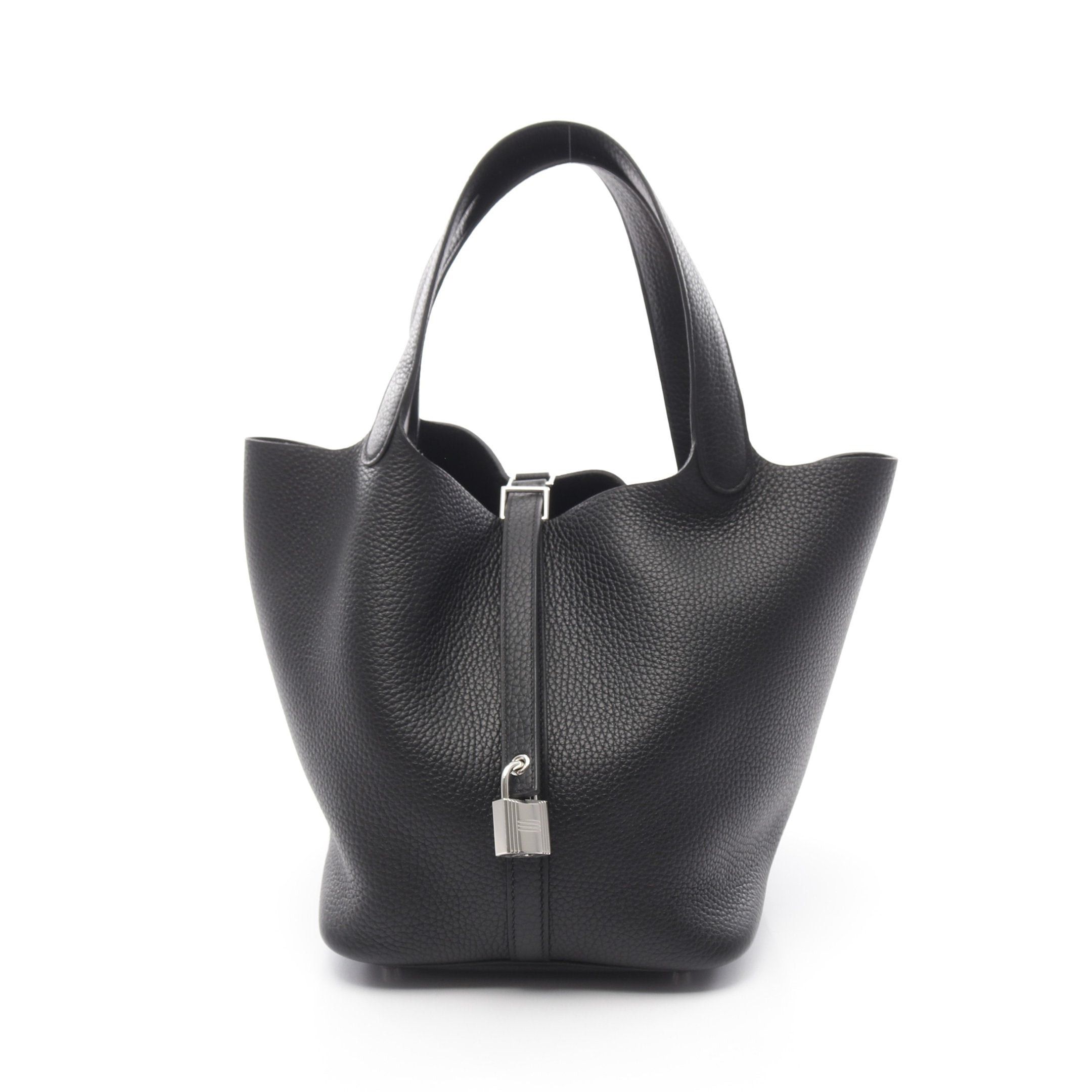 Hermes Hermes Picotan Mm Handbag Clemence Leather Black Silver Hardware Double Engraved Size ONE SIZE - 1 Thumbnail