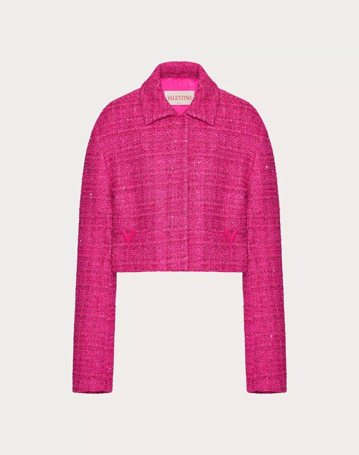 o1s1wg111125 Glaze Tweed Light Jacket in Pink