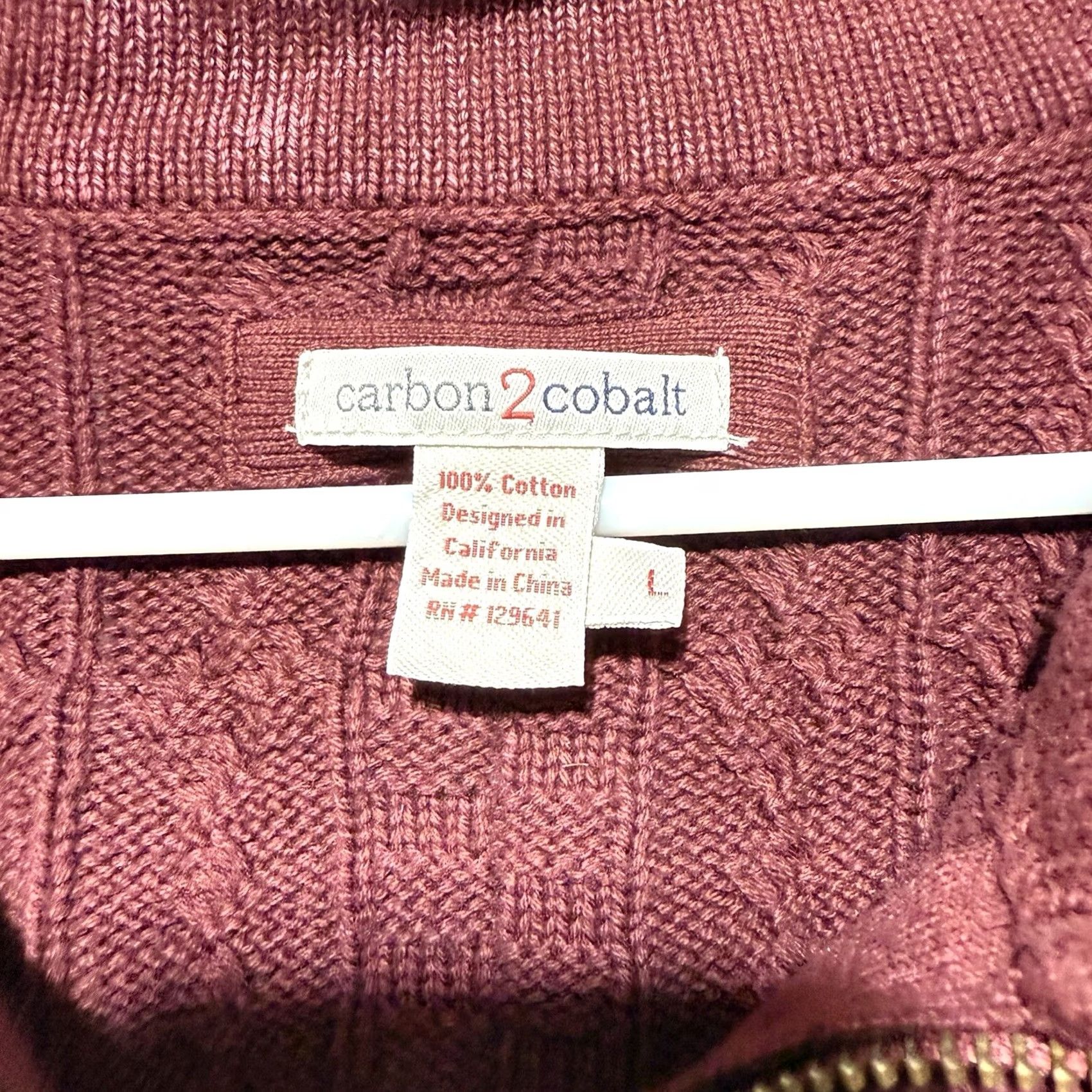 Carbon2Cobalt Carbon 2 Colbolt Sweater Mens L Red Cable-Knit Fisherman Zip Up Navy? Size US L / EU 52-54 / 3 - 5 Thumbnail