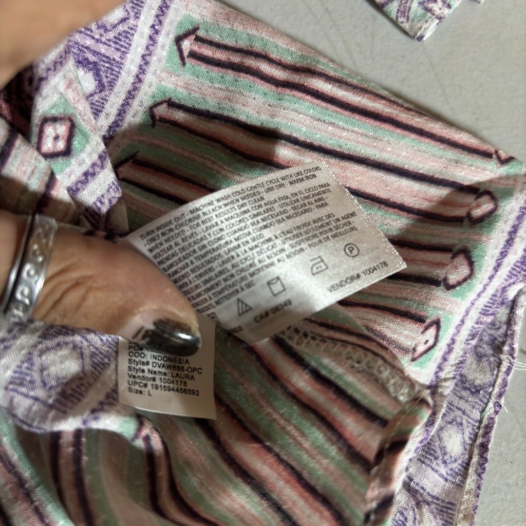 Other Vintage America Blues Aztec Tribal Bell Sleeve Boho Blouse Purple White Large Size L / US 10 / IT 46 - 10 Thumbnail