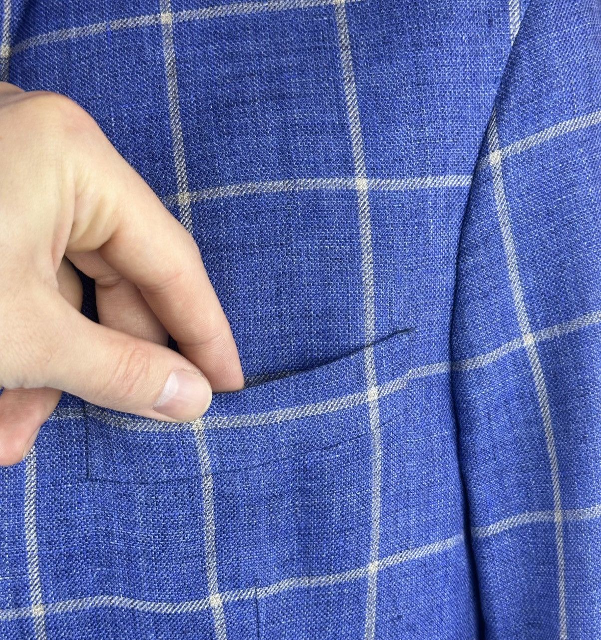 Hackett Hackett Mayfair Linen Blazer Jacket Blue Check 46R / 56R Size 46R - 5 Thumbnail