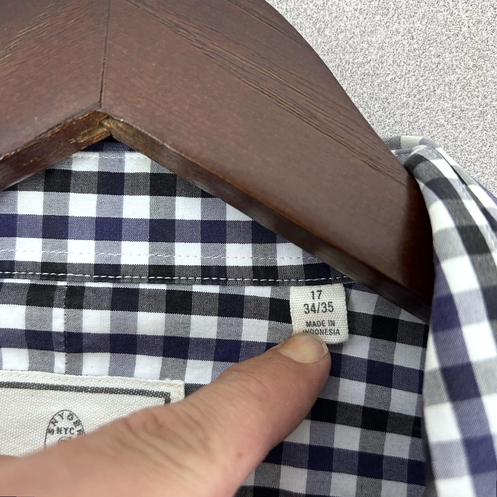 Todd Snyder Todd Snyder Shirt Mens 17 - 34/35 Purple Black Button Down Check Gingham Cotton Shirt Button Up Collar-Down Mens Size US XL / EU 56 / 4 - 4 Thumbnail
