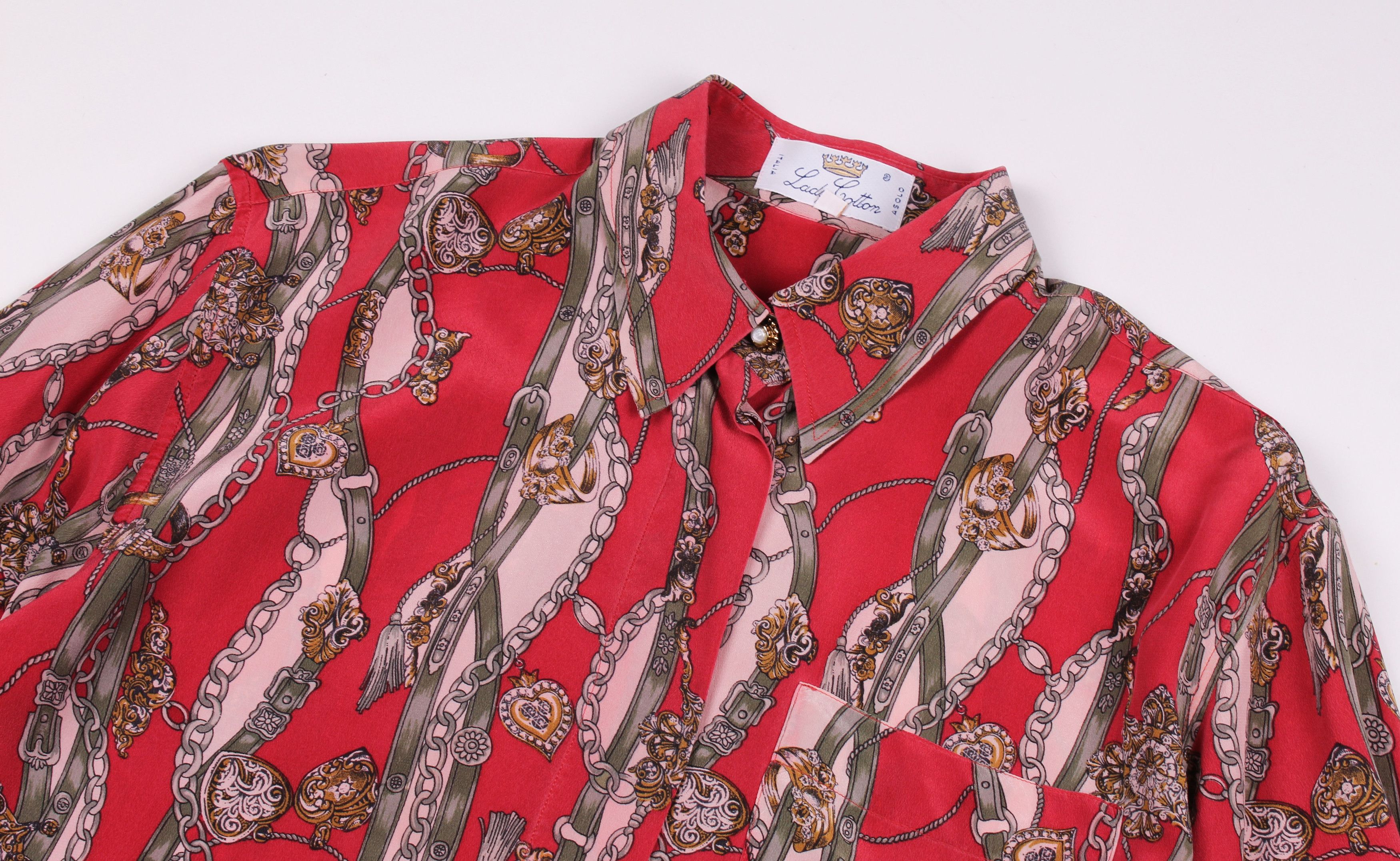 Vintage Vintage Lady Cotton 80's Silk Printed Long Sleeve Shirt Size M / US 6-8 / IT 42-44 - 2 Thumbnail