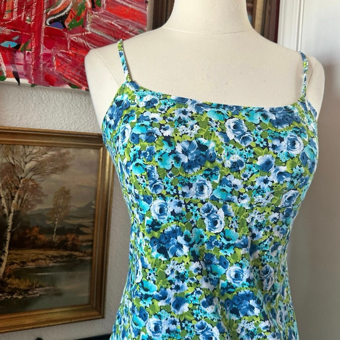 Other hottie blue green floral bodycon mini dress Size S / US 4 / IT 40 - 2 Thumbnail