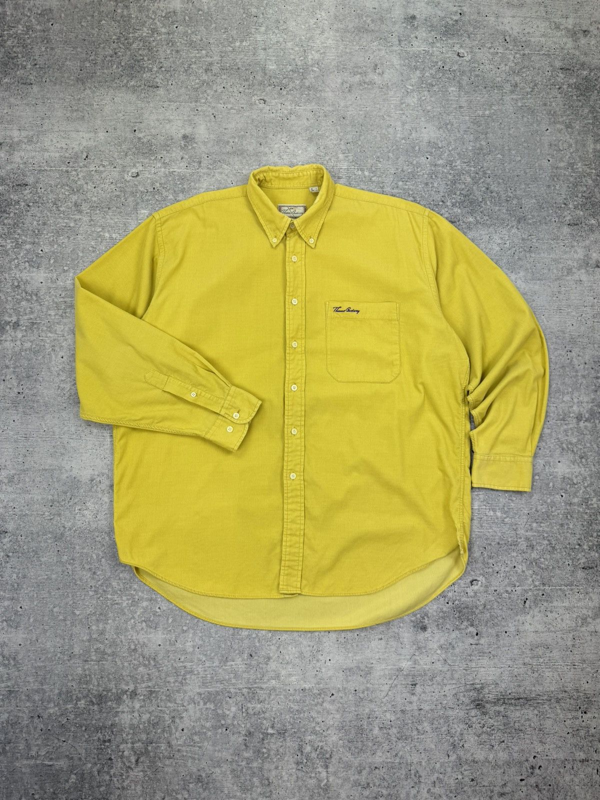 Burberry Vintage Thomas Burberry Logo Casual Yellow Button Up Shirt L Size US L / EU 52-54 / 3 - 1 Thumbnail