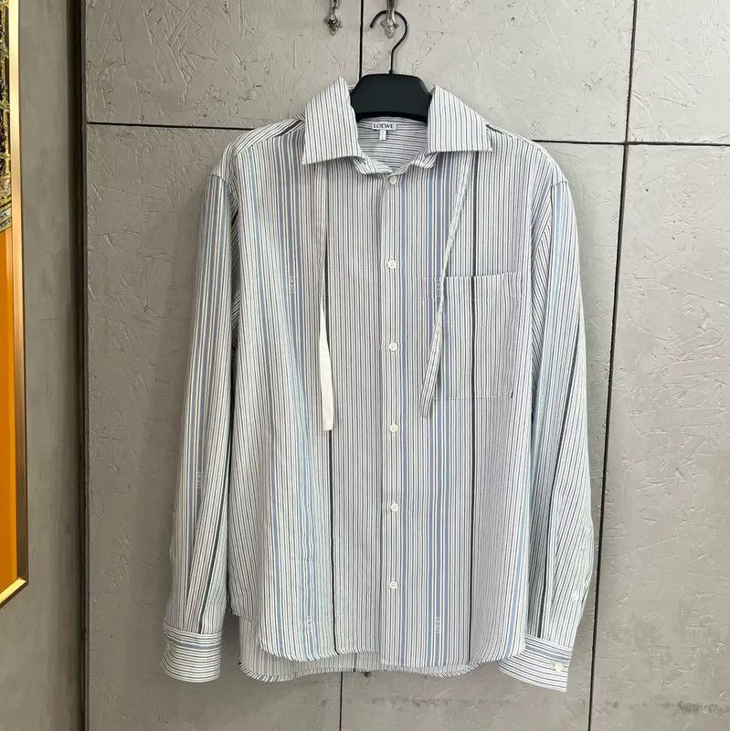 Loewe Loewe Striped Light Blue Cotton Shirt 0089 Size US M / EU 48-50 / 2 - 1 Thumbnail