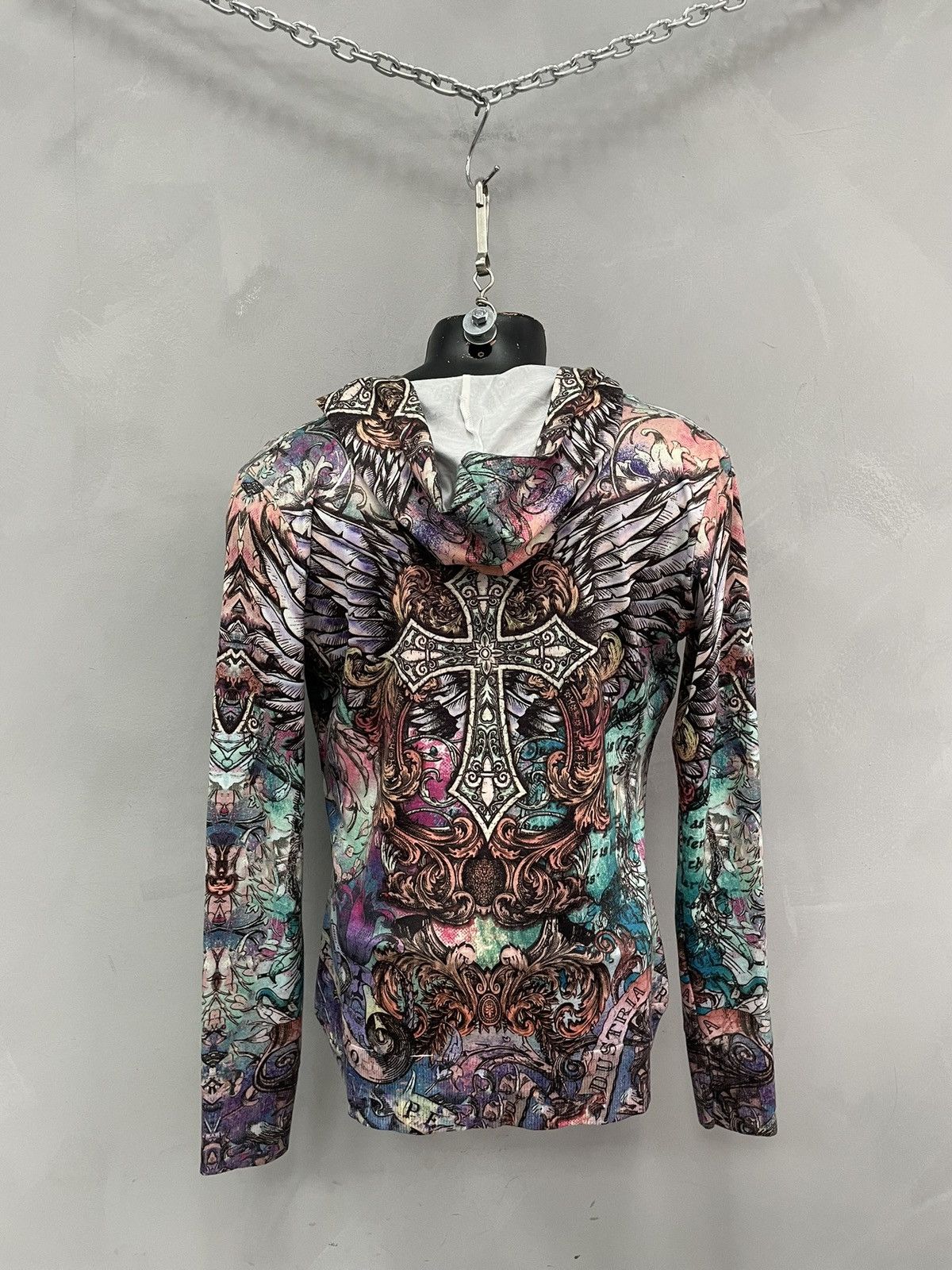 Hysteric Glamour Affliction style gothic cross print colorful Y2K zip hoodie Size US S / EU 44-46 / 1 - 9 Thumbnail