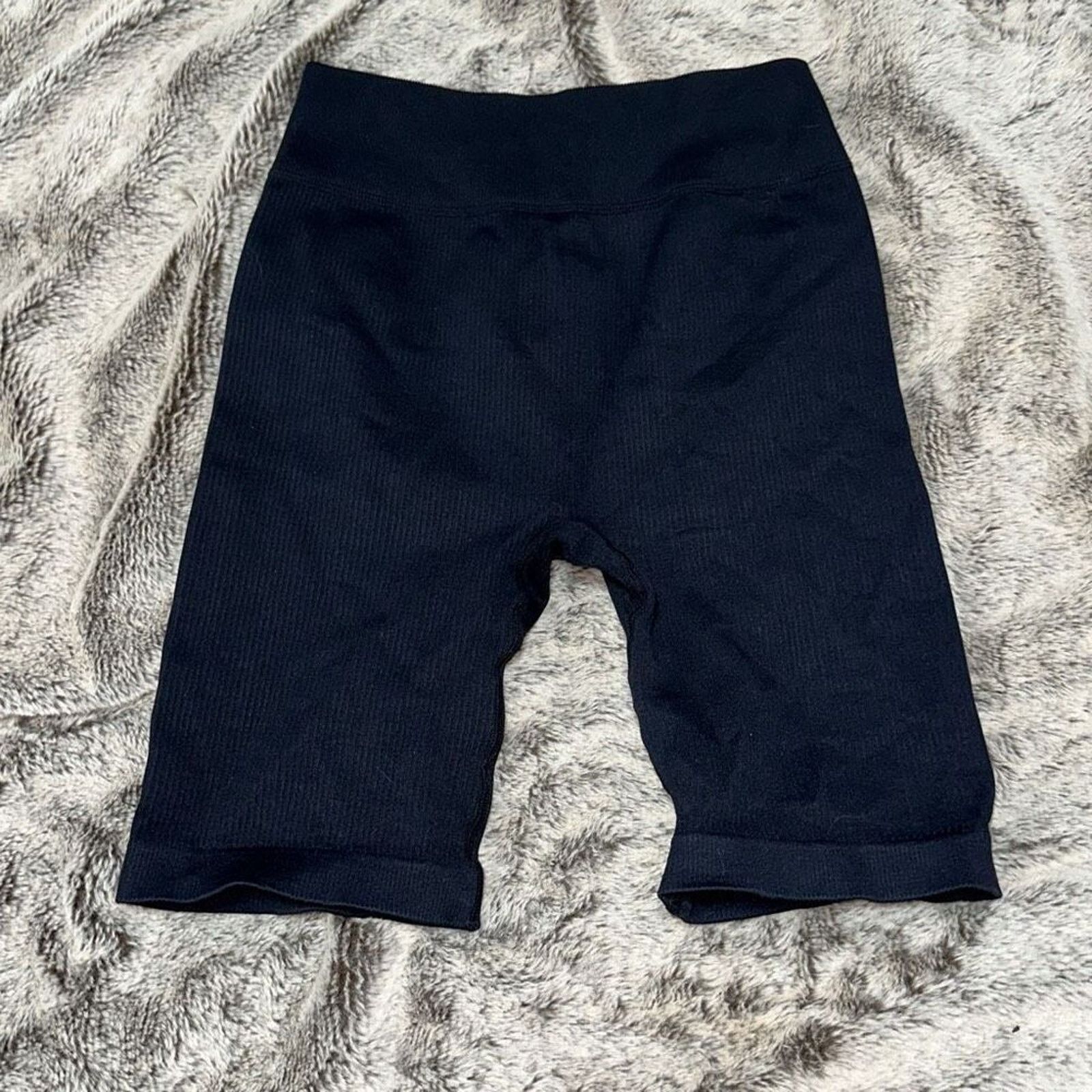 Other Amazon Black Ribbed Long Bike Shorts | Sz S Size 27" / US 4 / IT 40 - 2 Thumbnail