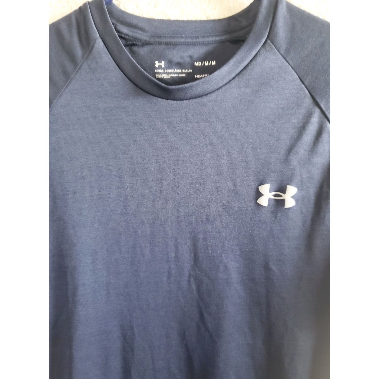 Under Armour UNDER ARMOUR HeatGear T-Shirt Navy Blue Short Sleeve Crew Neck Mens M Loose Fit Polyester Spandex UA Logo Basic Tee Men Size US M / EU 48-50 / 2 - 3 Thumbnail