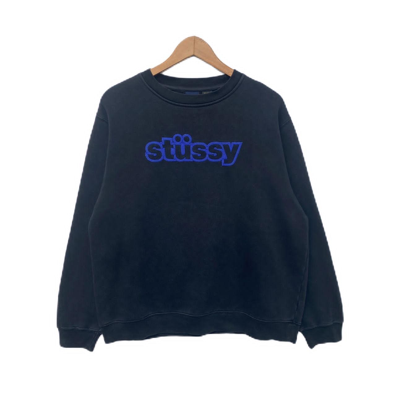 VINTAGE STUSSY SWEATSHIRT MEDIUM LARGE PULLOVER BLACK USA