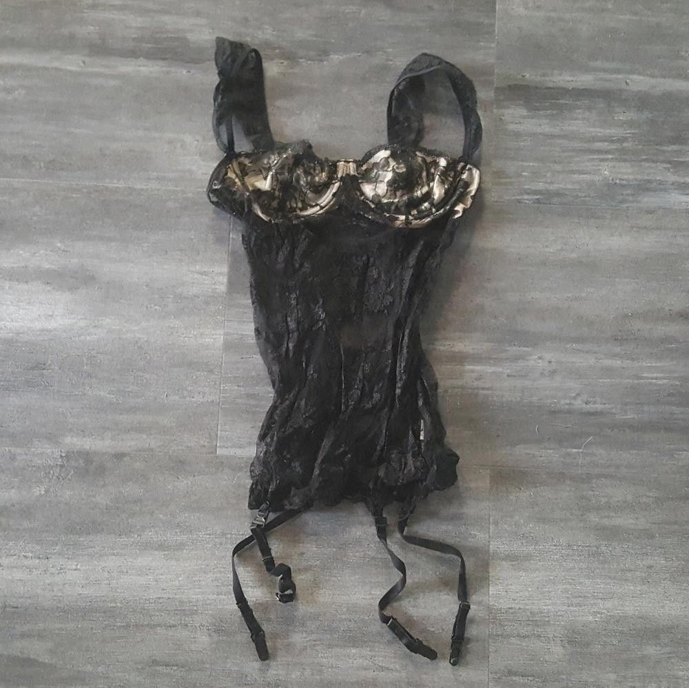 Designer Black Nude Lingerie Garter Slip Size ONE SIZE - 1 Thumbnail