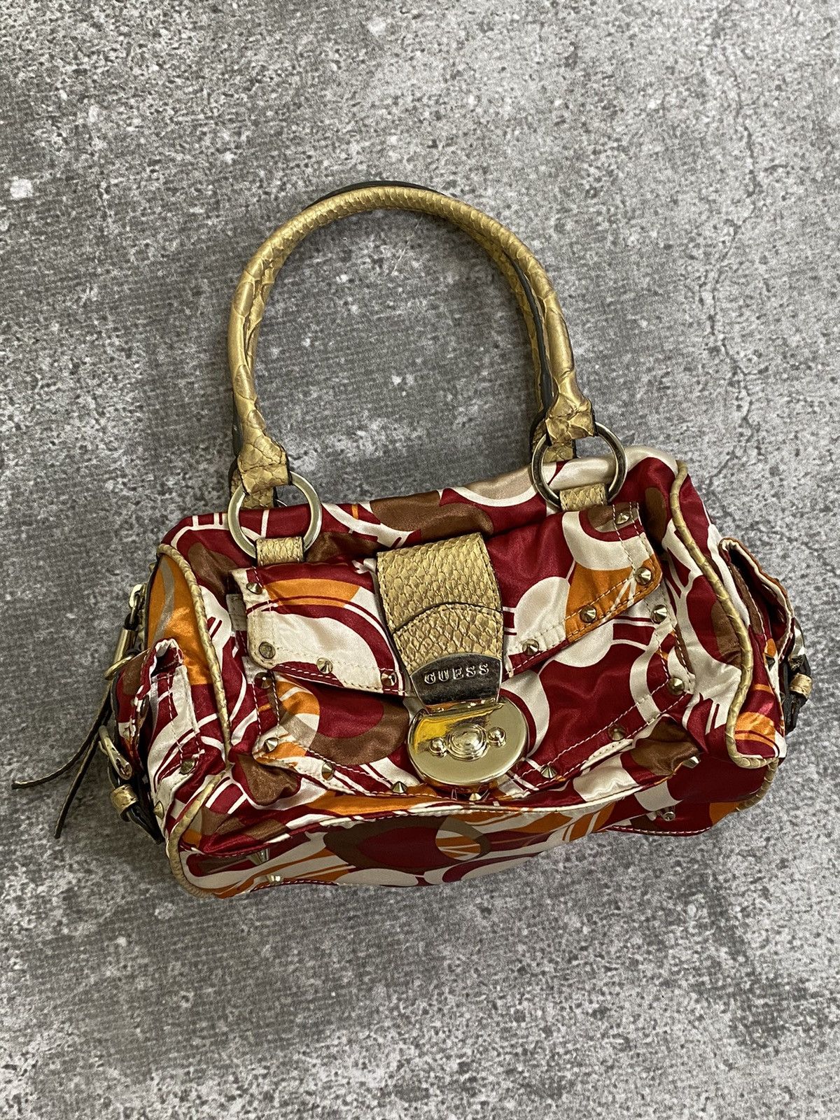 Guess 2000s Guess Studded Snake Skin Leather Shoulder Bag Size ONE SIZE - 1 Thumbnail