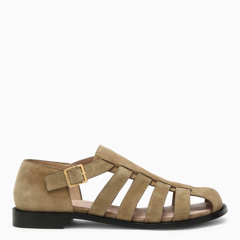 image of Loewe Campo Beige Suede Calfskin Sandal in Brown, Men's (Size 9)