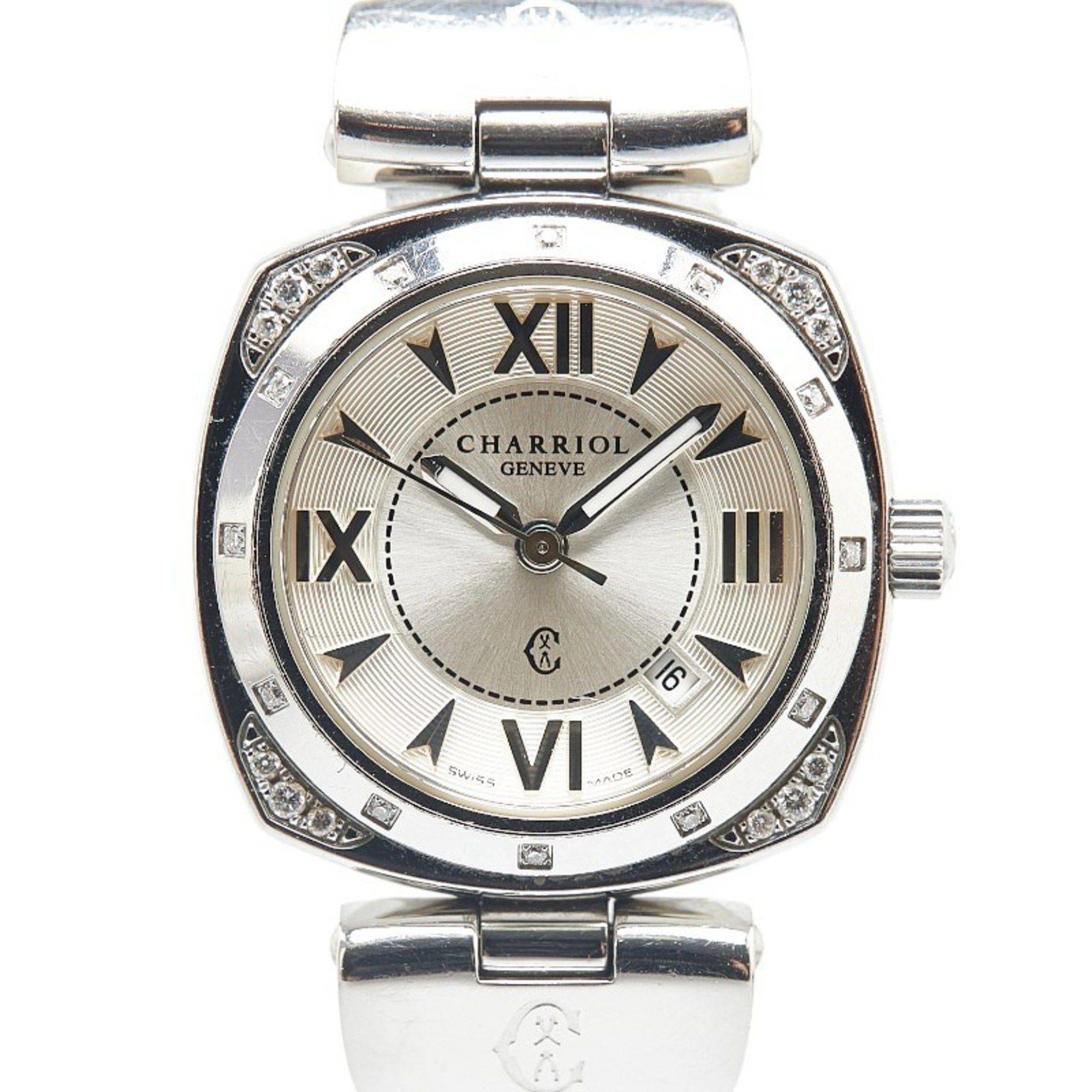 Charriol Alexander Diamond Bezel Watch Alexs Quartz Silver Dial Stainless Steel Women's Charriol