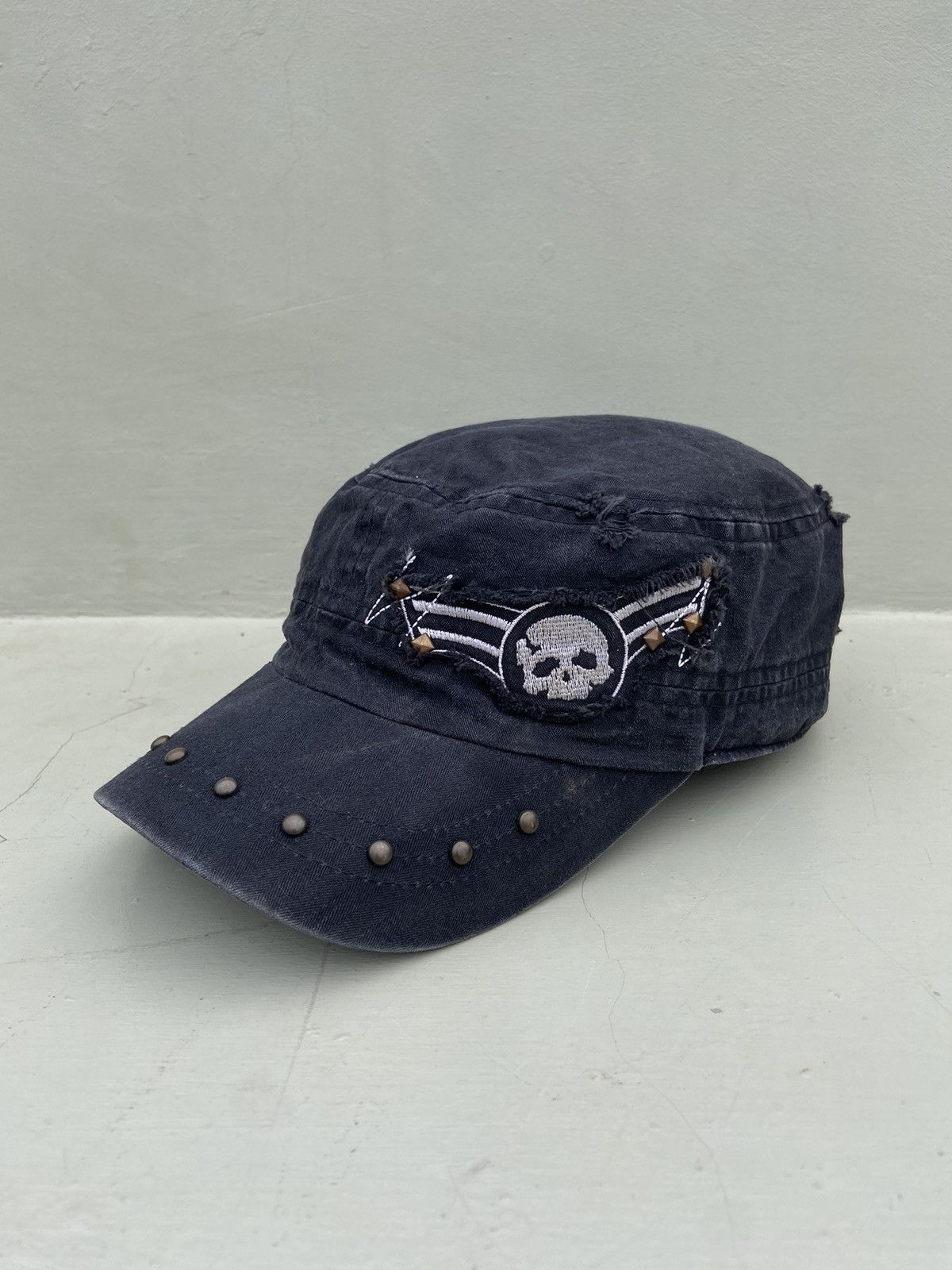 If Six Was Nine 2000s Y2K bat skull studded patrol hat Size ONE SIZE - 1 Thumbnail