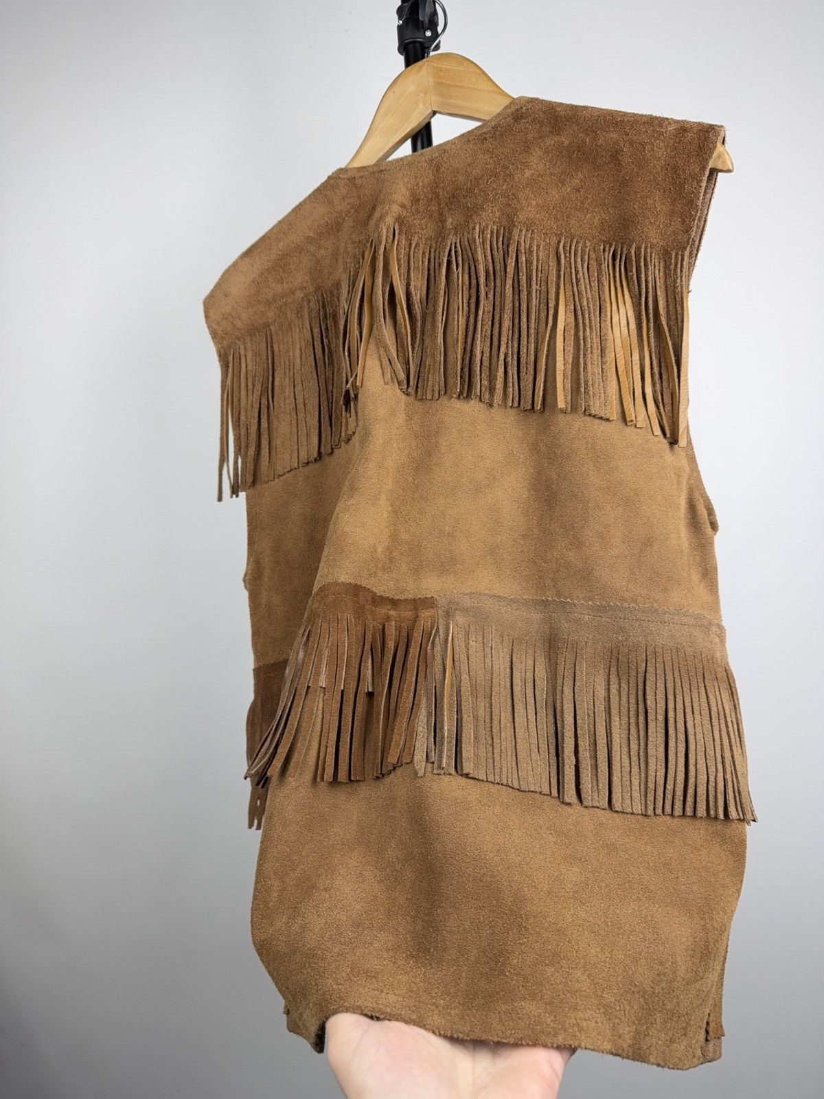 Genuine Leather Vintage Cowboy USA Suede Fringe Vest Western Boho Leather Size US M / EU 48-50 / 2 - 18 Thumbnail