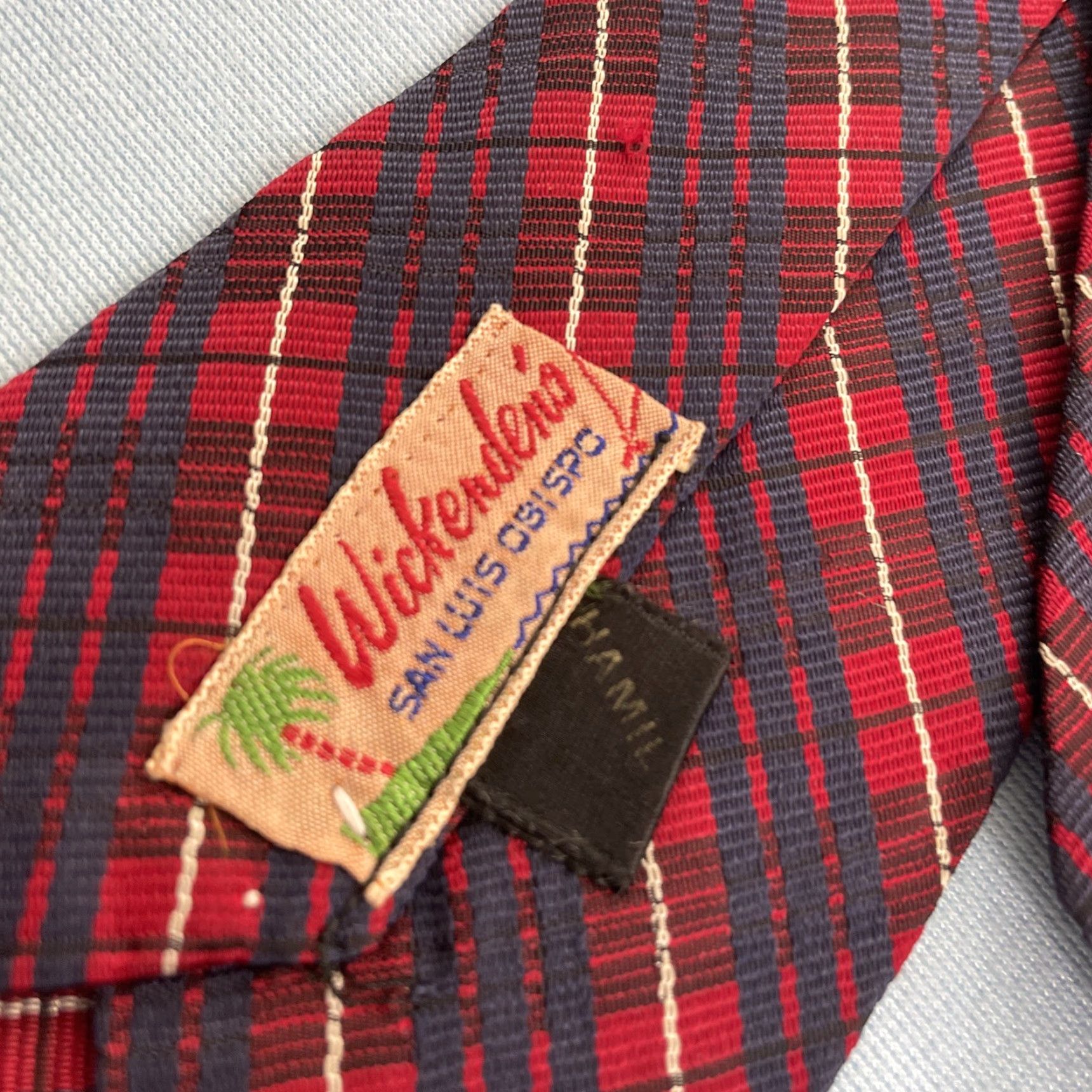 Vintage vtg Wickenden's SLO Hamil Neck Tie Polyester Woven Texture Red Plaid 3x54 Capsule Necktie Masculine Men’s Tie Vintage Size ONE SIZE - 6 Thumbnail
