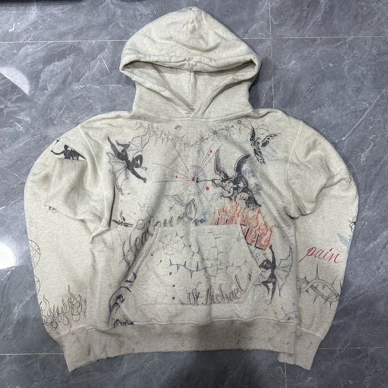 トップス SAINT MICHAELx Takashi Murakami Hoodie Takashi Murakami x SAINT M×××××× Graff Pullover Hoodie White