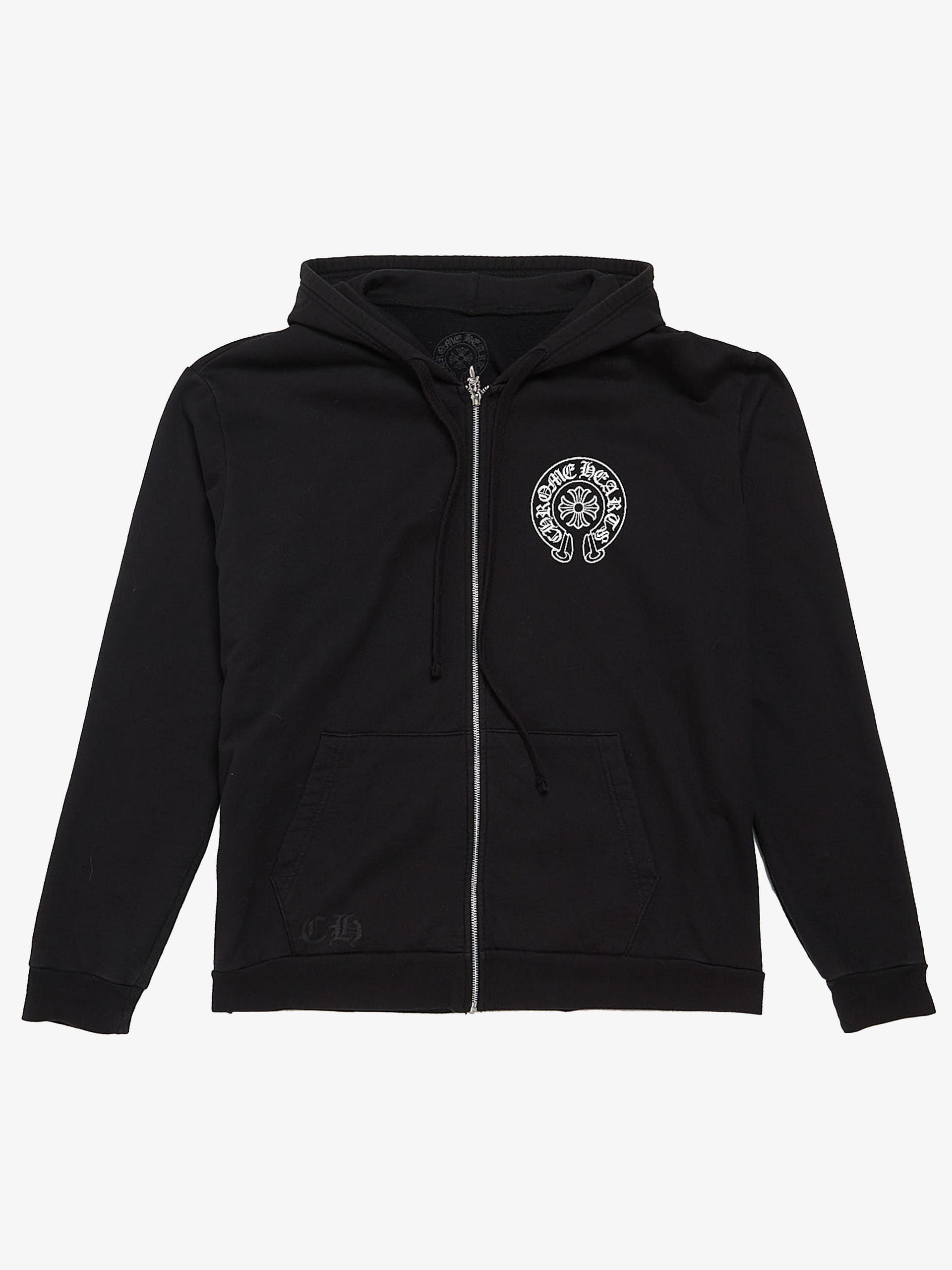 LON ⭐︎ Two Side Sweatshirt Black Zipped Logo Bothside Logo Printed Cotton Hoodie