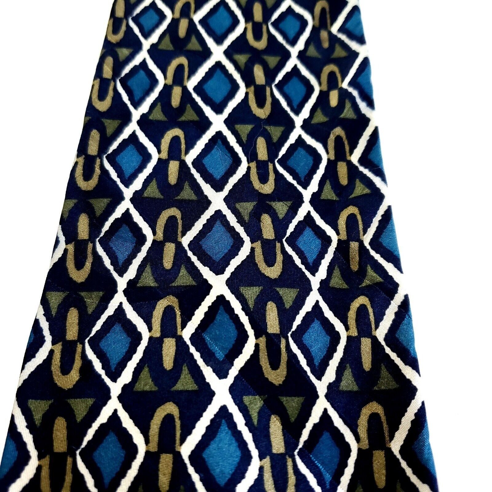 Designer Martin Wong Green Teal Abstract Print Geometric Short Wide S Size ONE SIZE - 2 Thumbnail