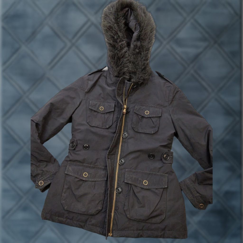 Banana Republic VINTAGE Banana Republic Parka Coat XS Black Down Insulated Hooded Fur Trim Lined Womens Size XS / US 0-2 / IT 36-38 - 1 Thumbnail