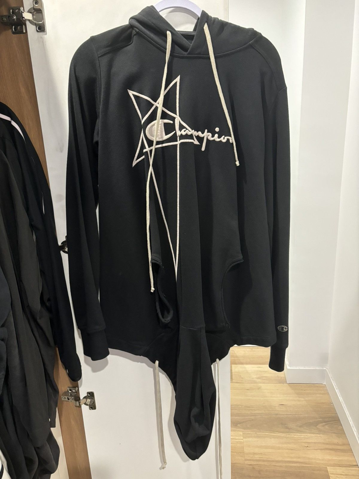 image of Rick Owens X Champion Two Hats Hoodie in Black, Men's (Size Small)