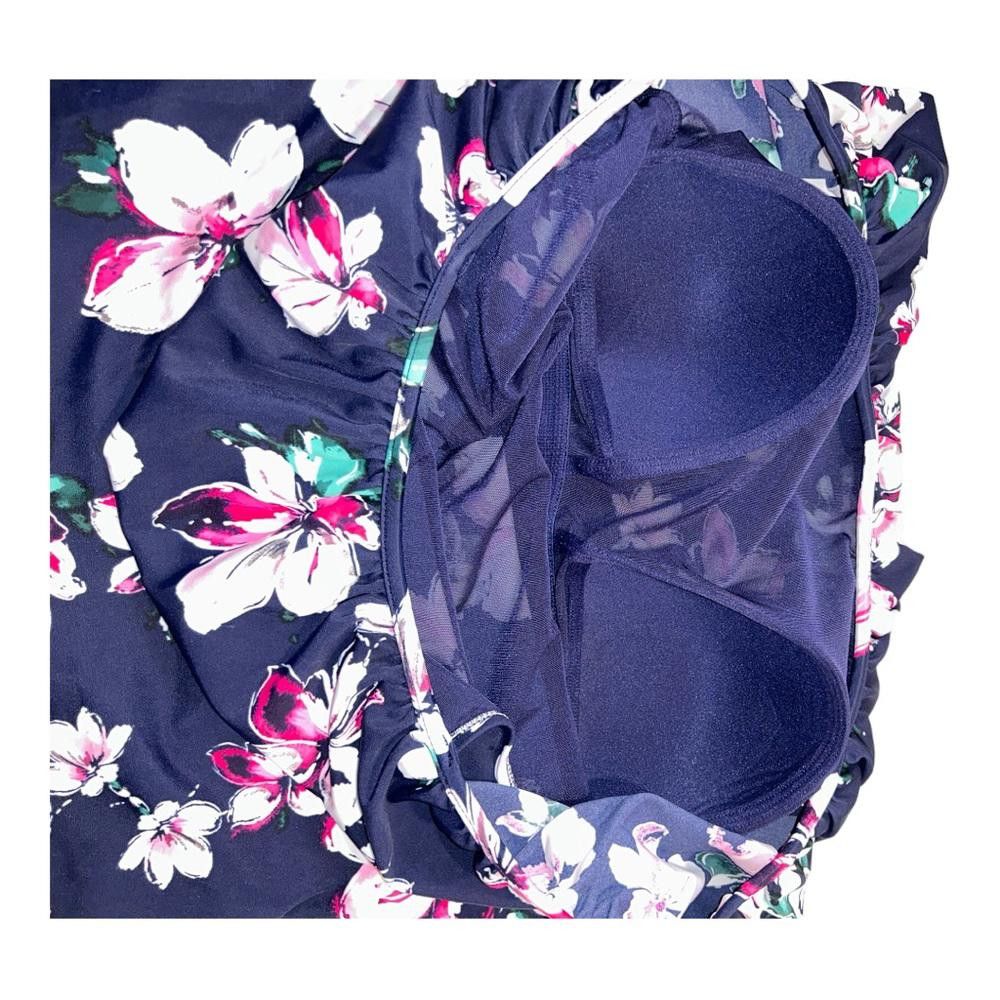 Designer Swim Solutions l NWT Navy Floral Ruffle Tankini Top Size 18 Size ONE SIZE - 7 Thumbnail