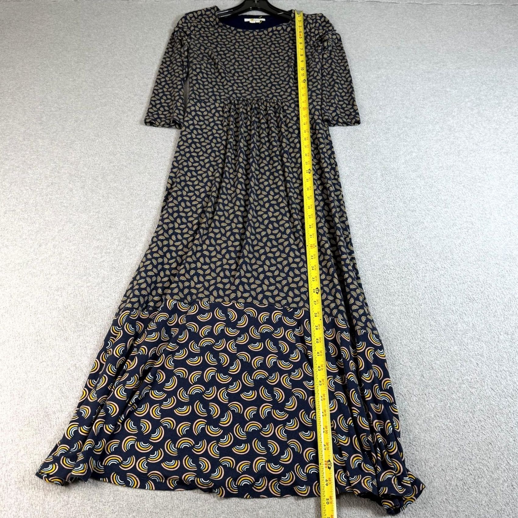 Boden Boden Dress Womens 4R UK 8 Blue Rainbow Maxi 3/4 Sleeve Fit Flare Geometric Navy Round Neck Casual Womens Size S / US 4 / IT 40 - 5 Thumbnail
