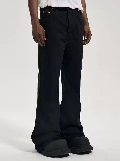 image of Black Chunky Flared Denim Jeans, Men's (Size 32)