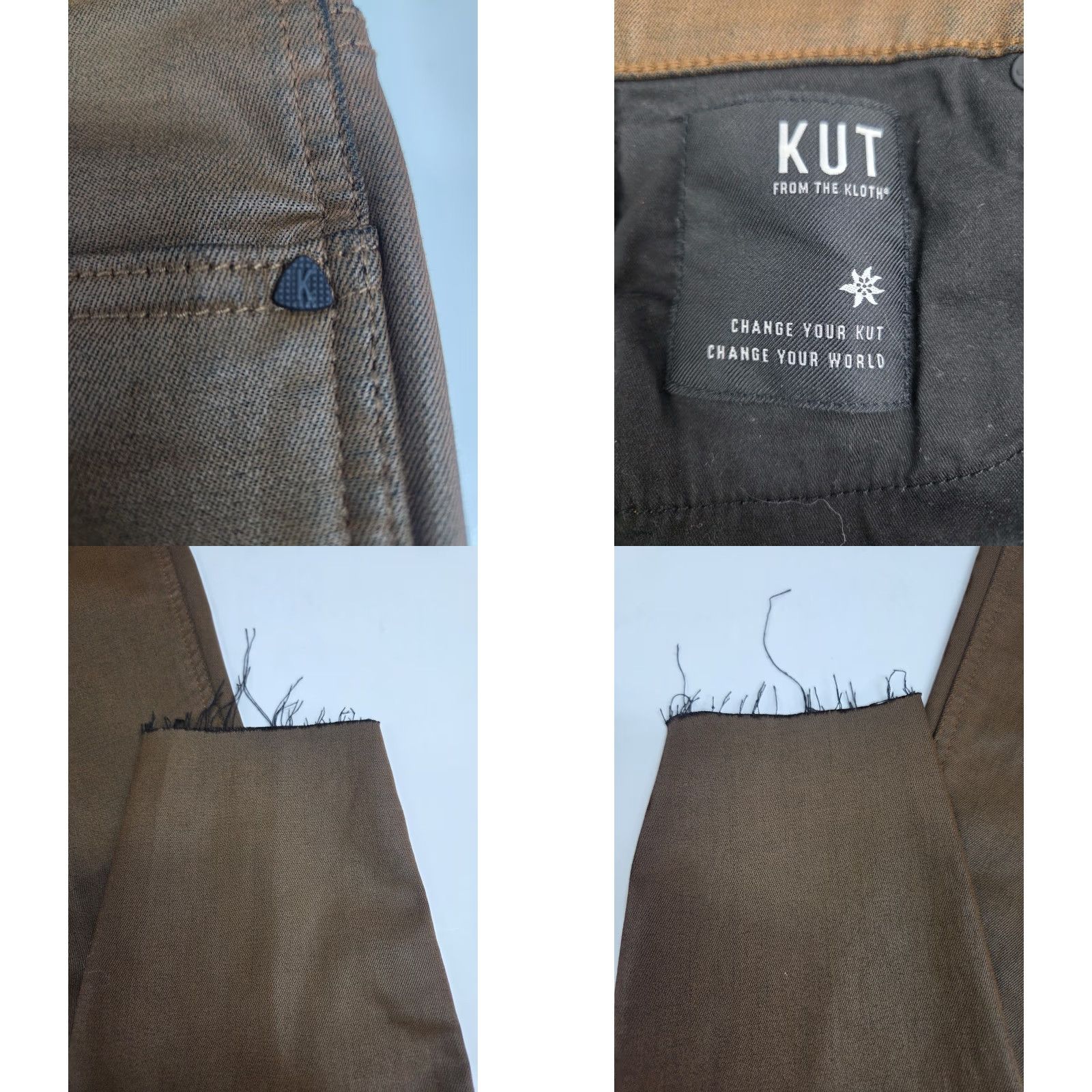Vintage VINTAGE? No. Kut From The Kloth Women's Brown Jeans Pants No Hem 12 #8386 Size 34" / US 12 / IT 48 - 8 Thumbnail