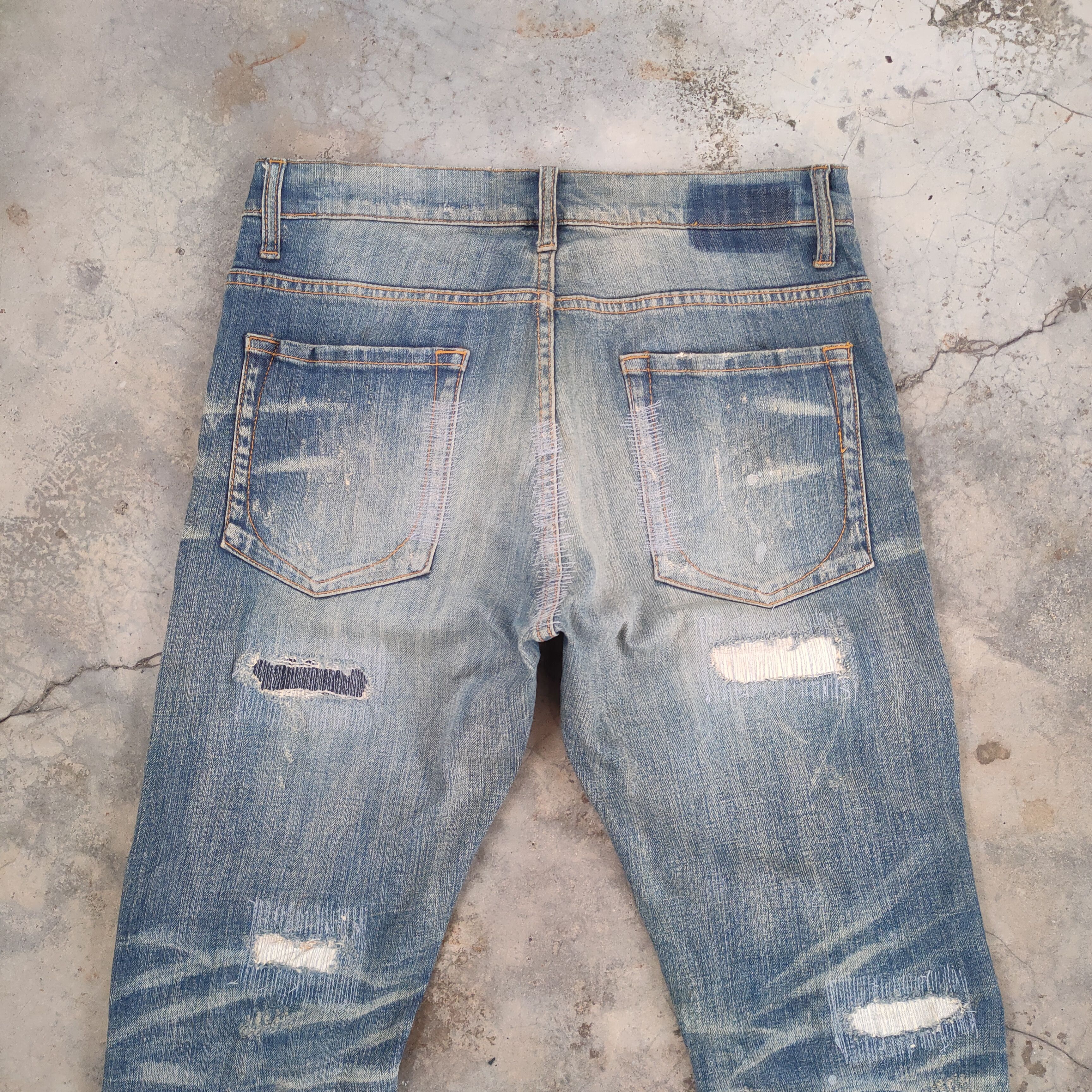 Japanese Brand W30 VINTAGE BIT BLUE SKINNY RIPPED JEANS DENIM PANTS Size US 30 / EU 46 - 11 Thumbnail