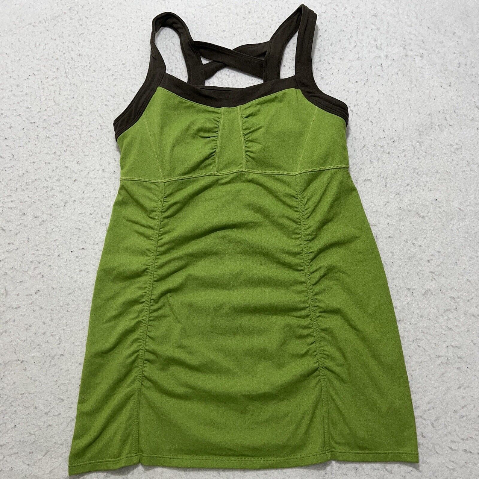 Gap Athleta Crossback Athletic Tank Top Green + Gray Logo Shirt Size S / US 4 / IT 40 - 1 Thumbnail