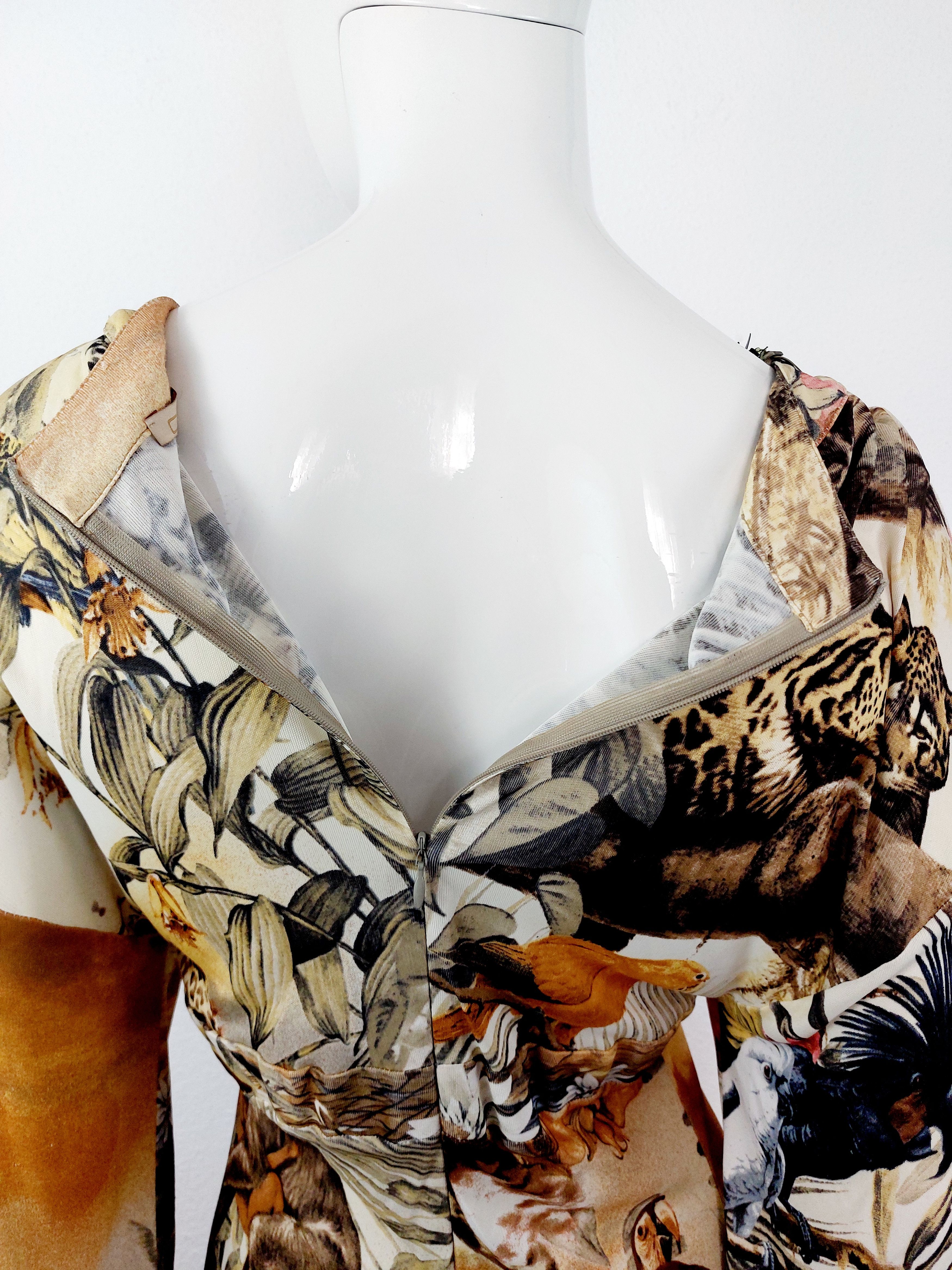 Roberto Cavalli Roberto Cavalli Tropical Flamingo Beaded Jungle Dress Size M / US 6-8 / IT 42-44 - 16 Thumbnail