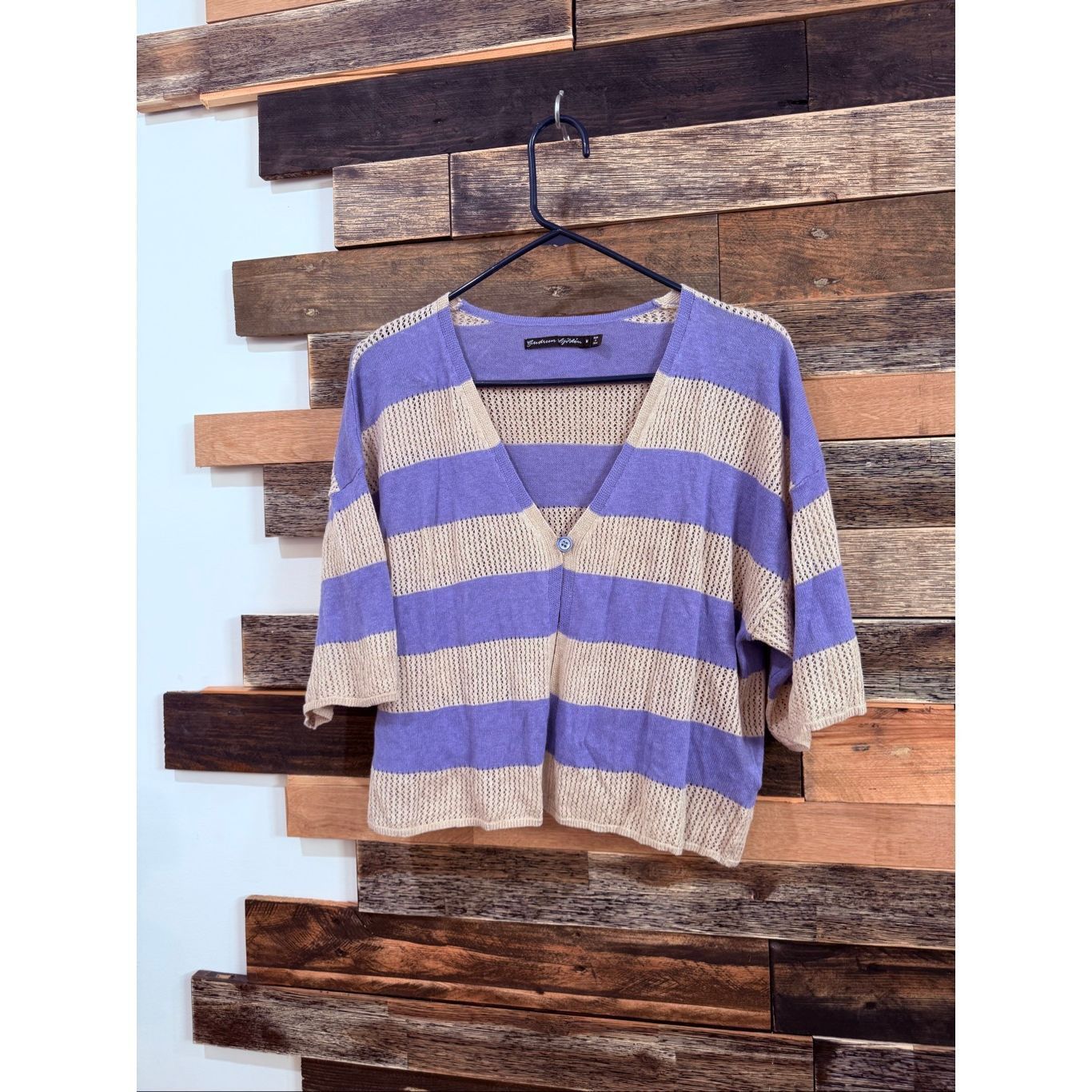 Guru Gudrun Sjoden button front linen blend striped cardigan sweater size Medium Size M / US 6-8 / IT 42-44 - 2 Thumbnail